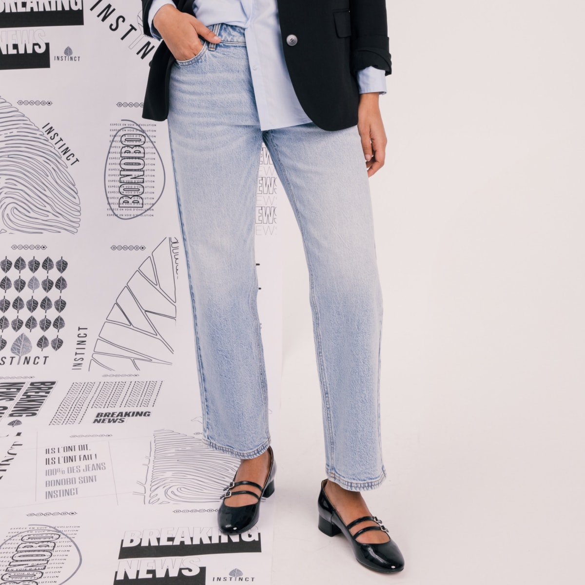 jeans droit 78eme denim bleach femme Jeans droit 7/8ème denim bleach femme