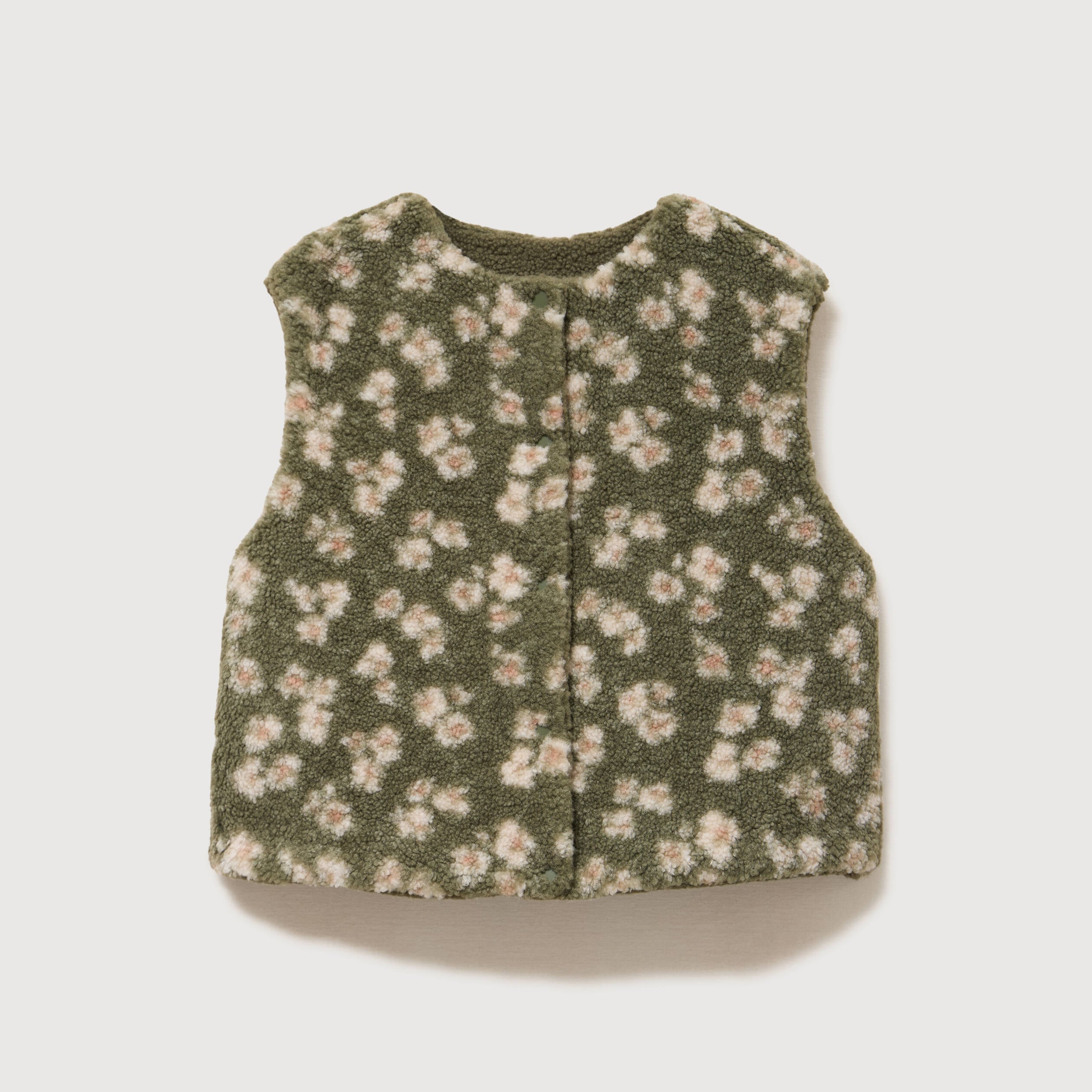 Gilet sans manches r&eacute;versible vert kaki femme