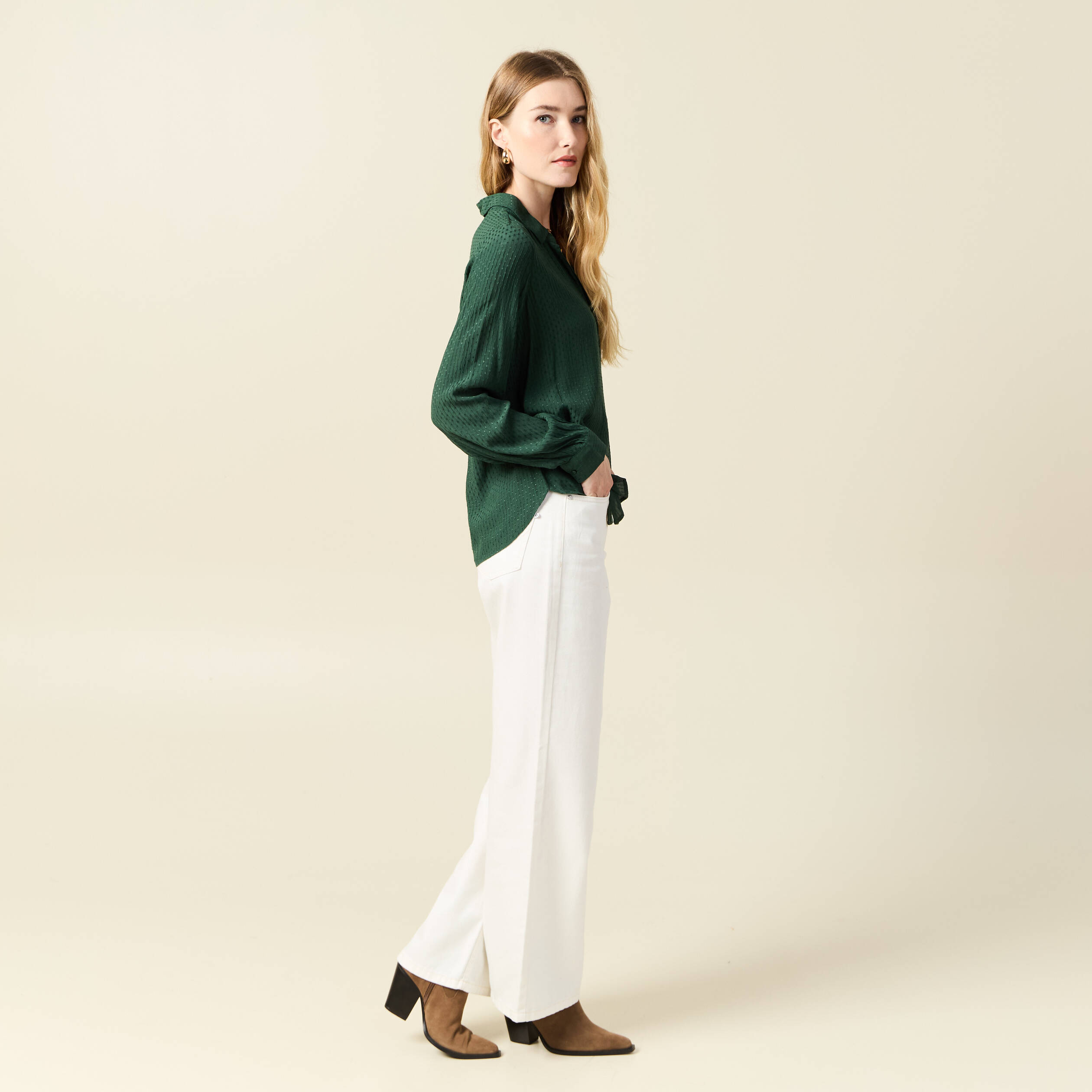chemise manches longues vert fonce femme Chemise manches longues vert foncé femme