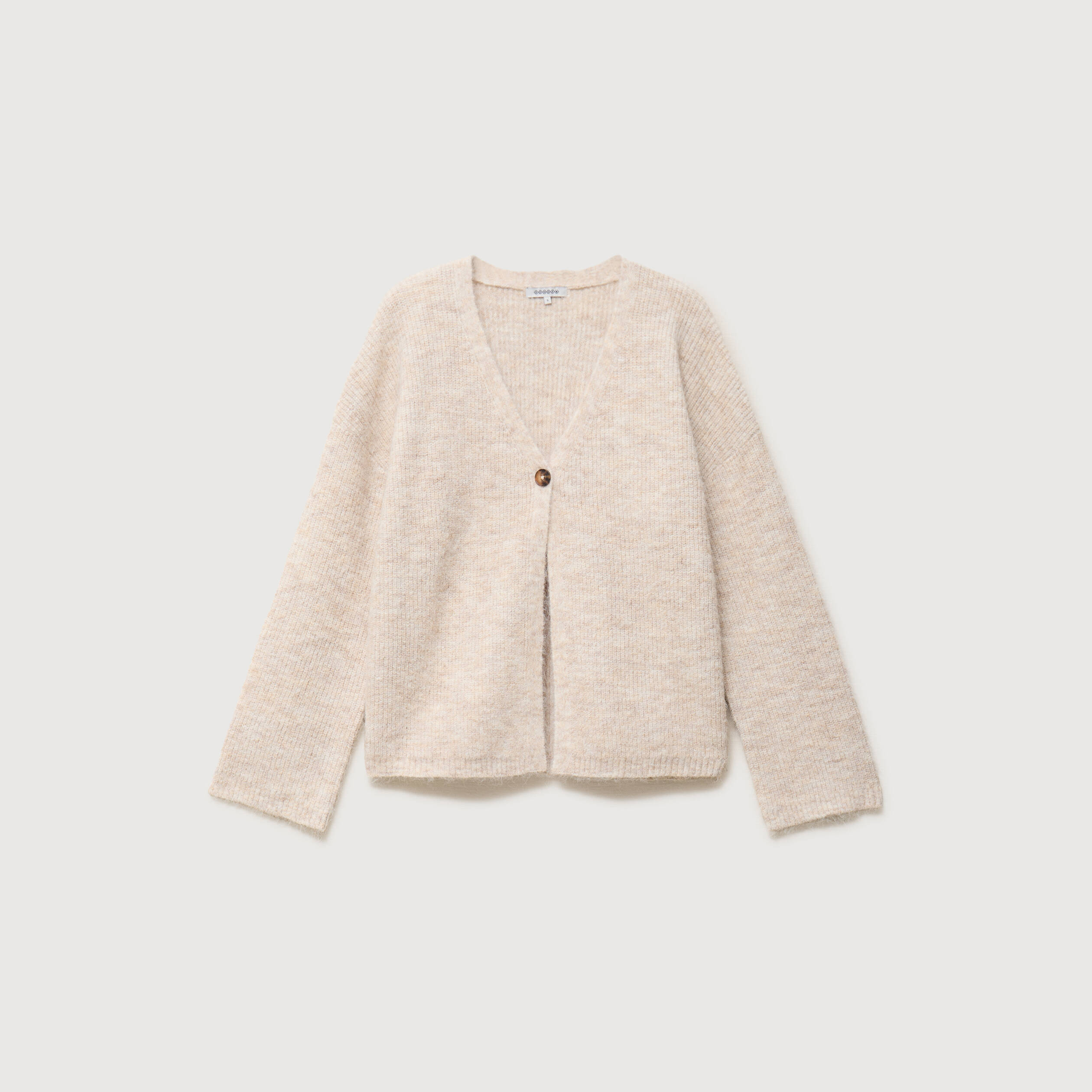 Gilet droit manches longues creme femme