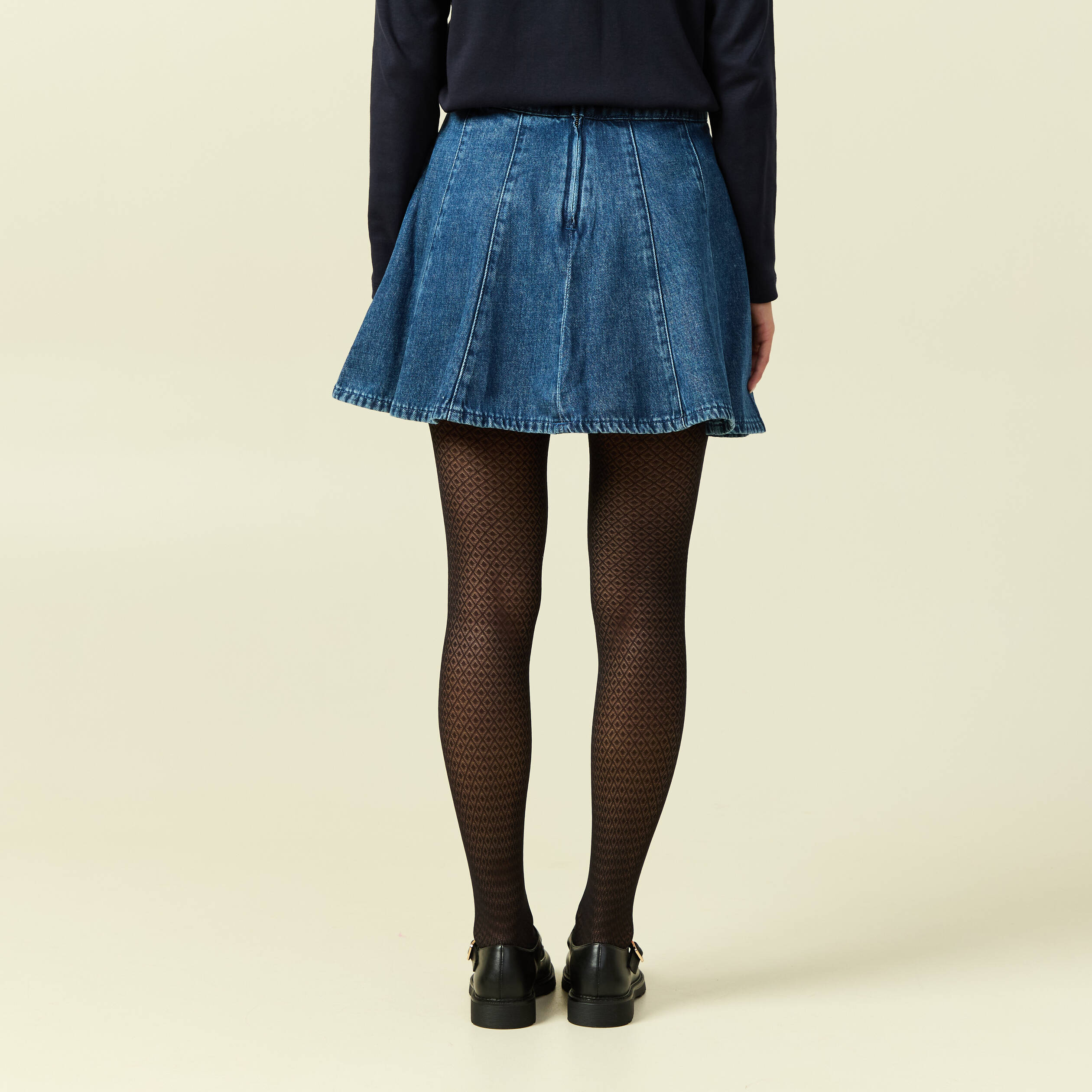 Mini-jupe en coton aspect jeans denim stone femme