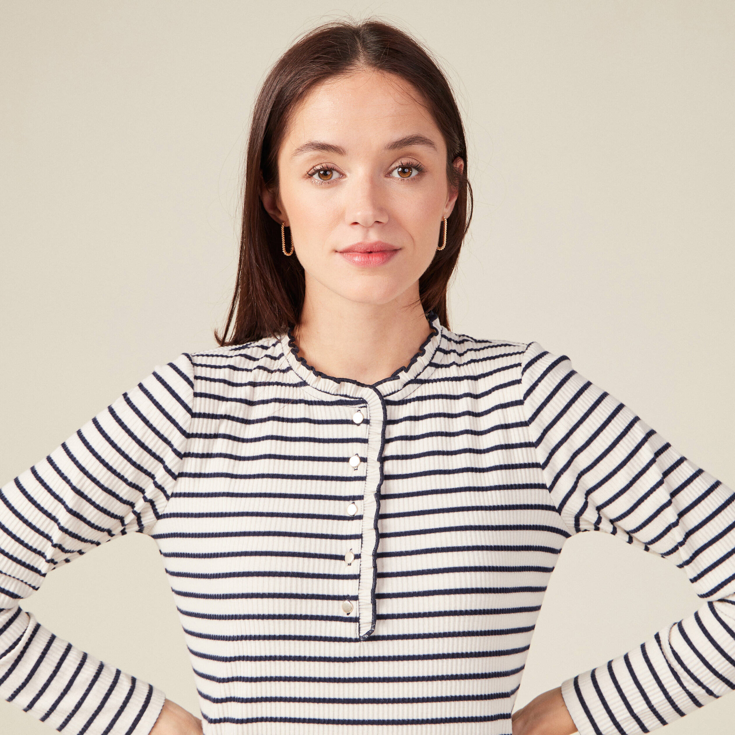 T-shirt manches longues ecru femme