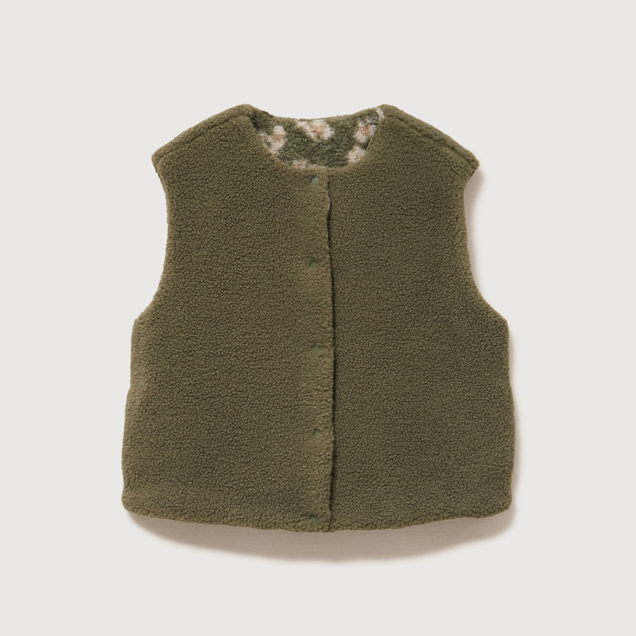 Gilet sans manches r&eacute;versible vert kaki femme