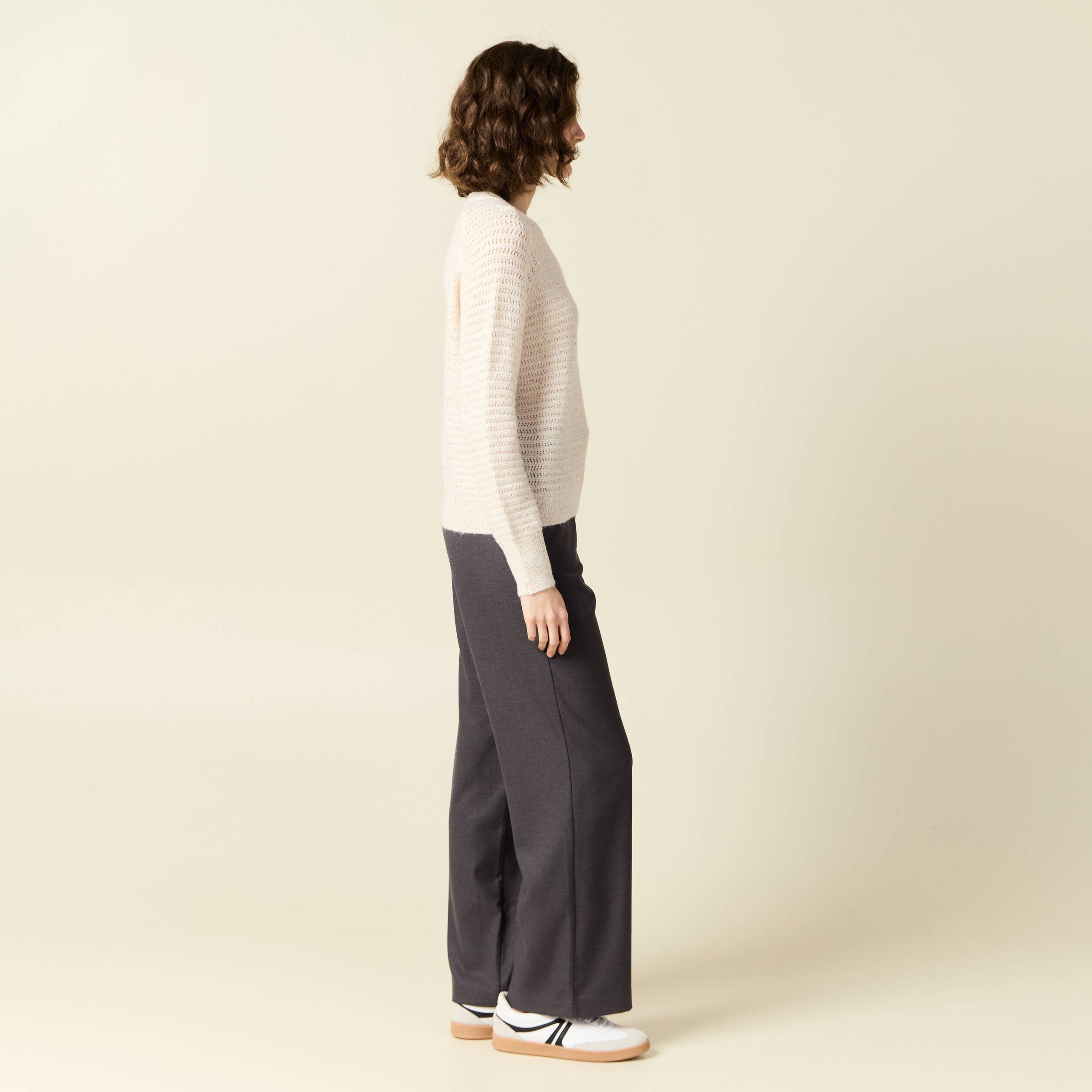 pull manches longues sequins ecru femme Pull manches longues sequins ecru femme