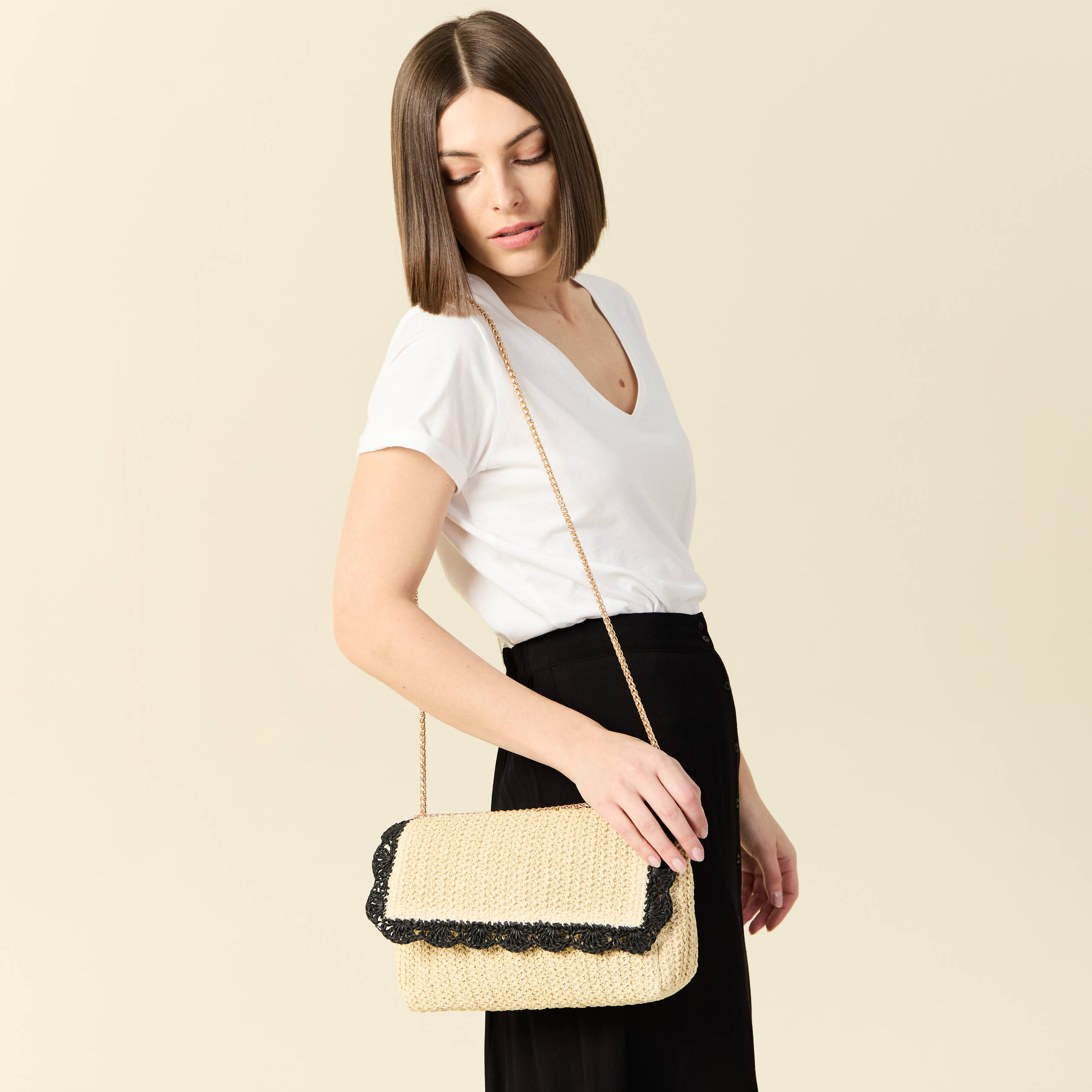 sac tresse sable femme Sac tressé sable femme