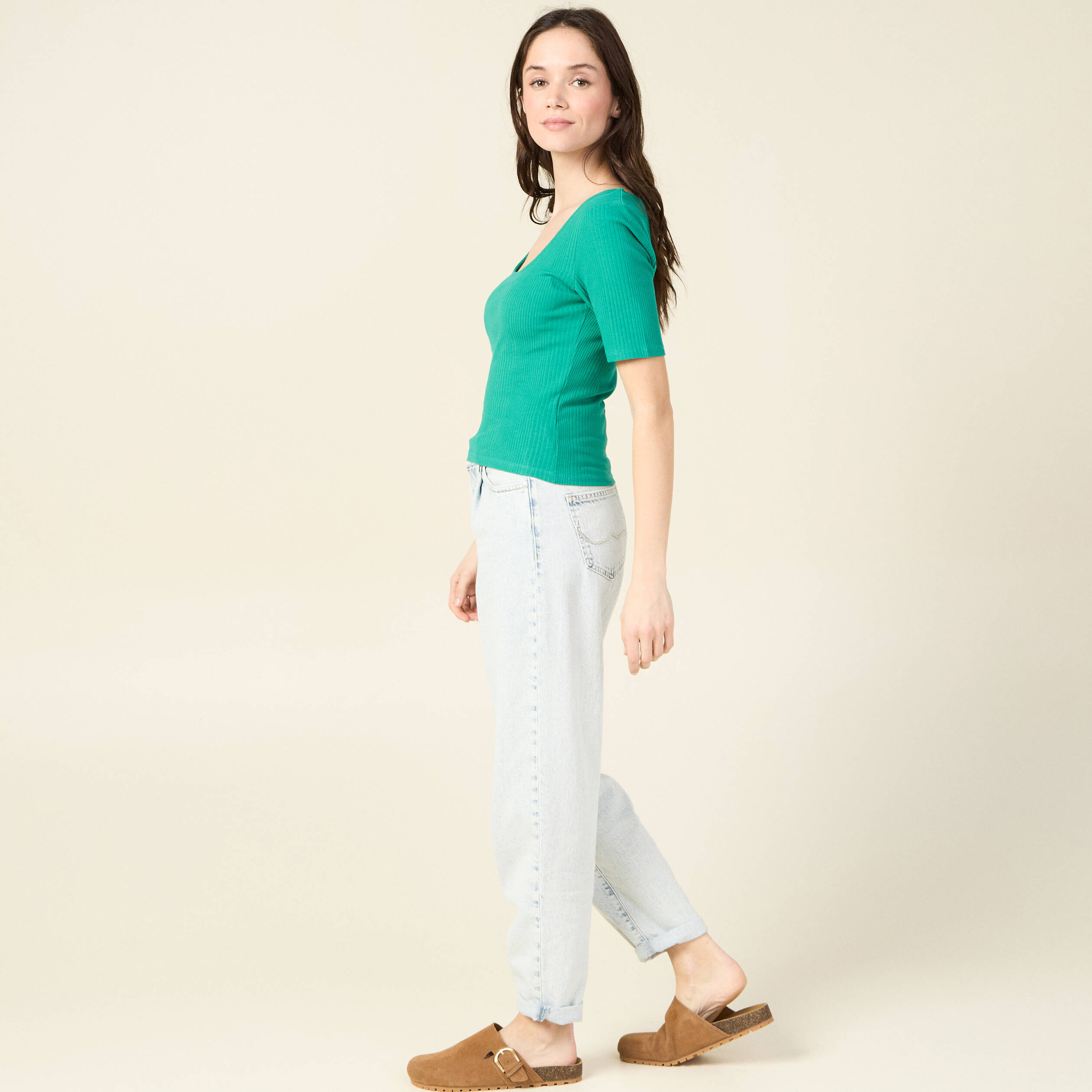 t shirt eco responsable vert turquoise femme T-shirt éco-responsable vert turquoise femme
