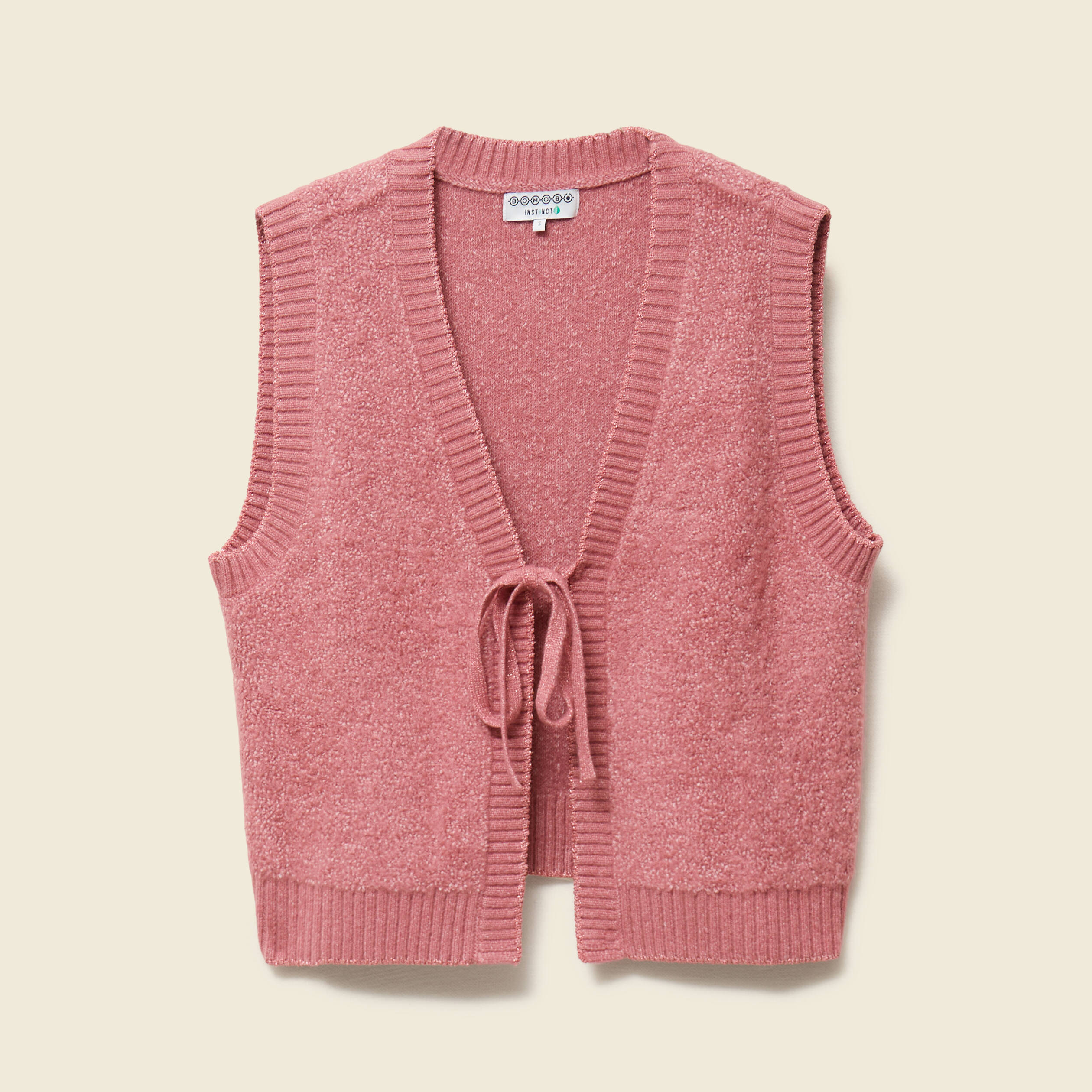 Gilet sherpa droit sans manches mauve femme