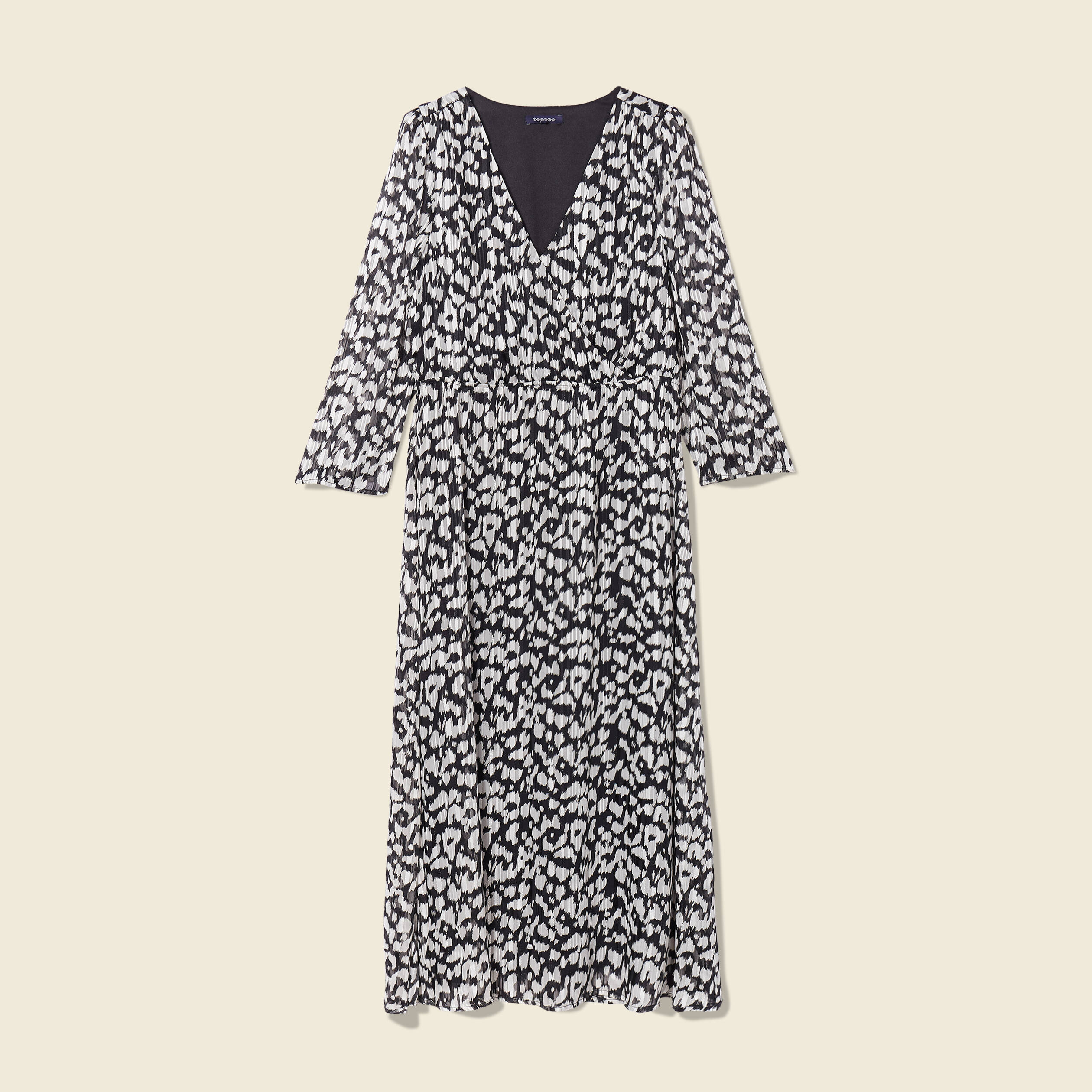 robe longue evasee manches 34 noir femme Robe longue évasée manches 3/4 noir femme