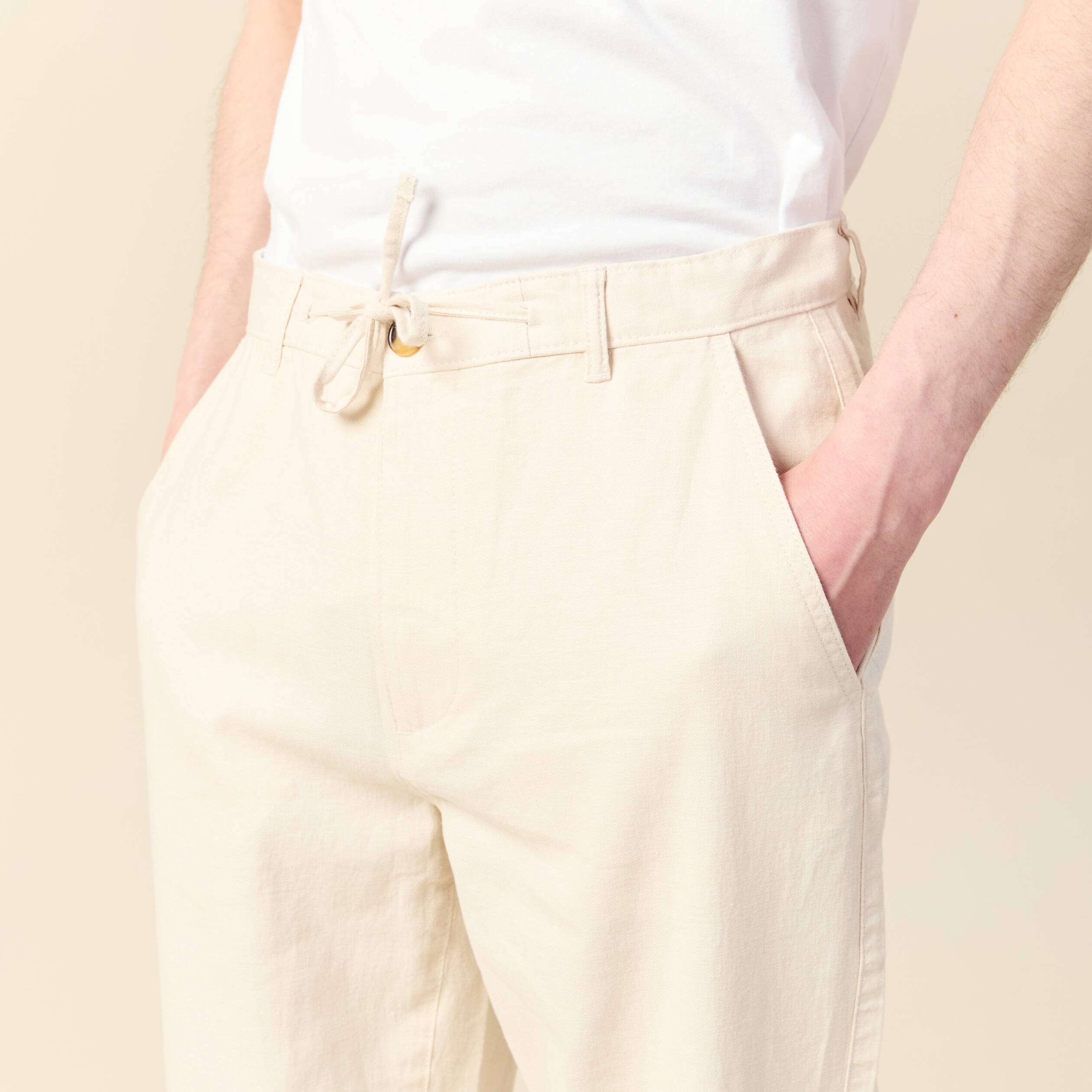 Pantalon chino droit beige homme