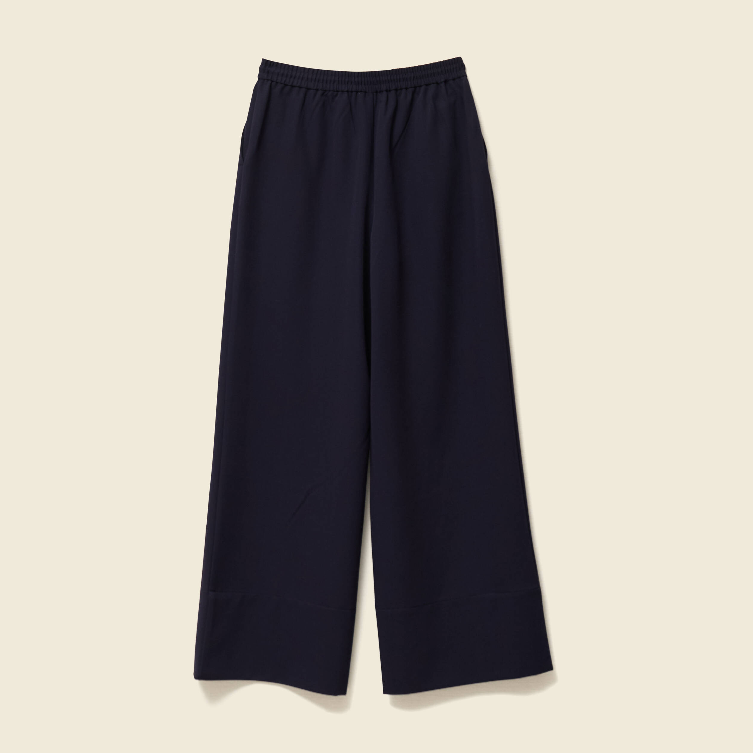 pantalon large elastique bleu fonce femme Pantalon large élastiqué bleu foncé femme