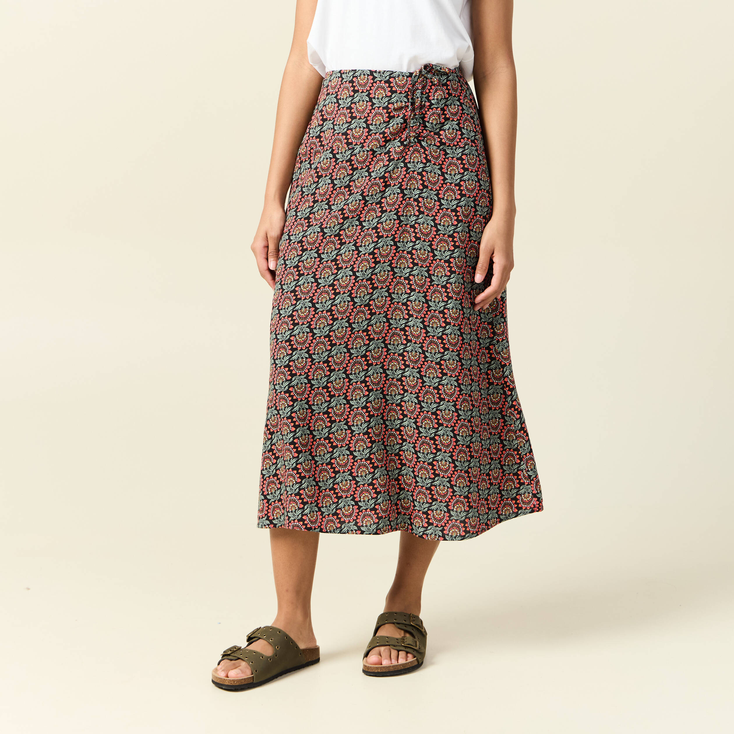 Jupe longue portefeuille noir femme