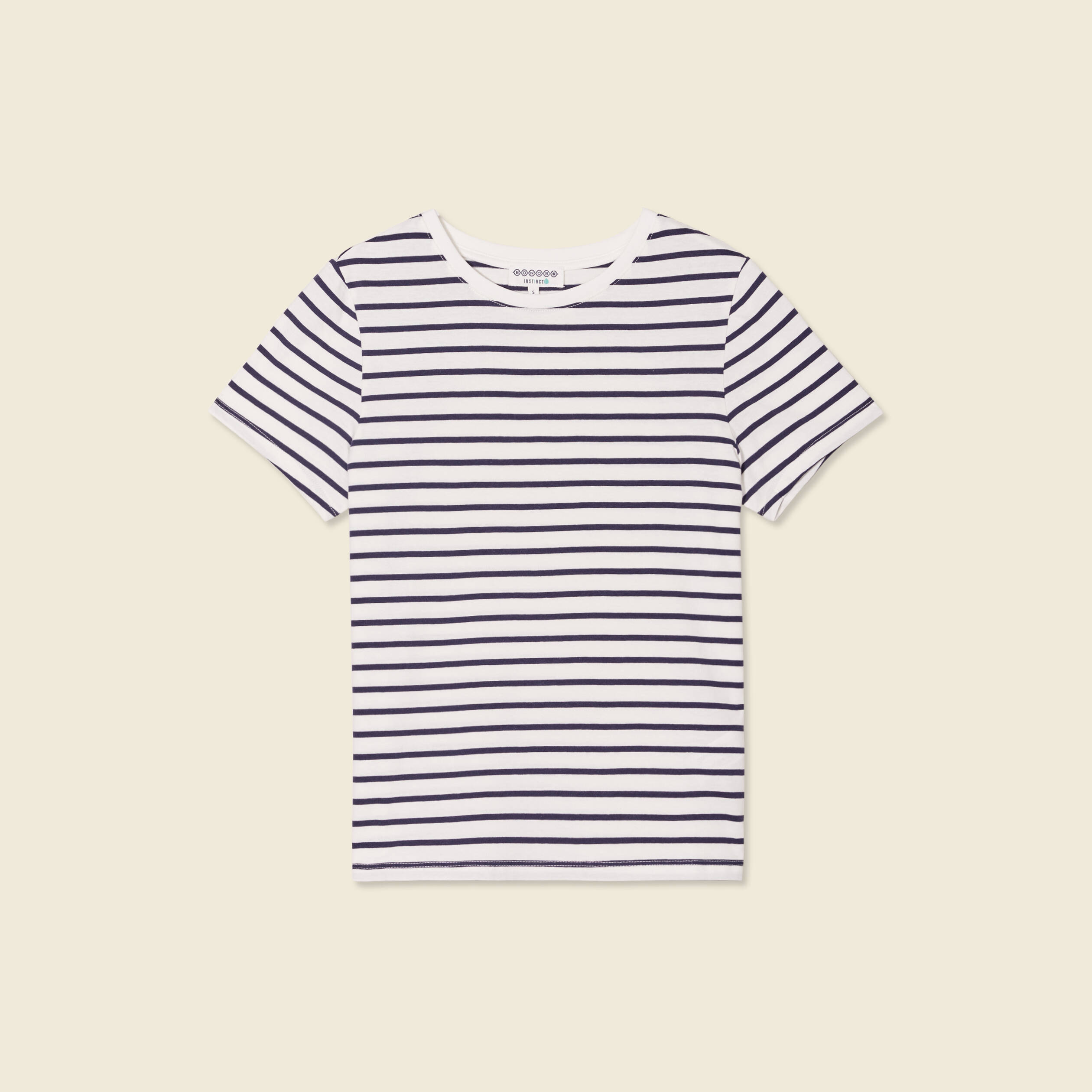 T-shirt cintr&eacute; col rond manches courtes ecru femme