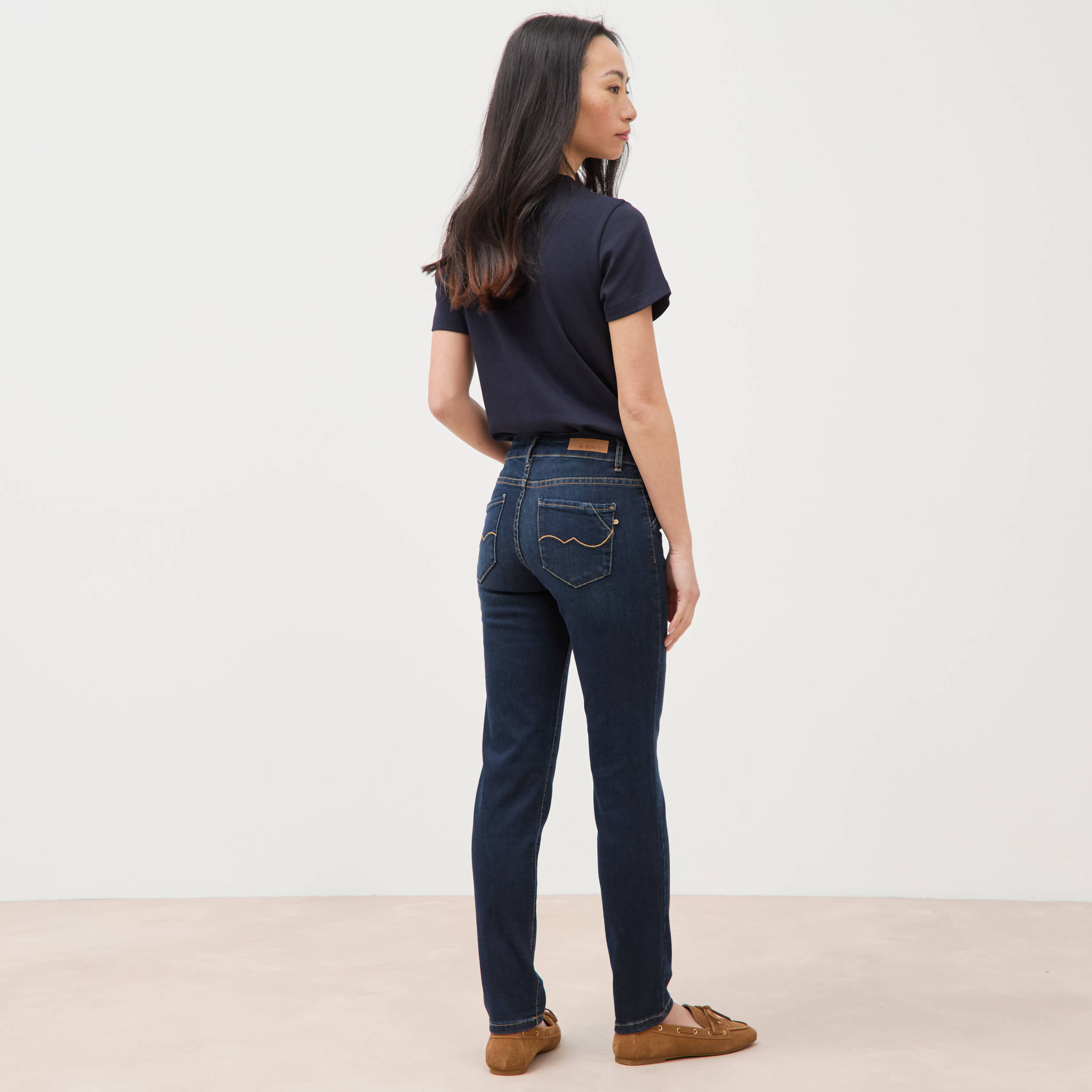 Jeans slim 7/8&egrave;me denim brut femme
