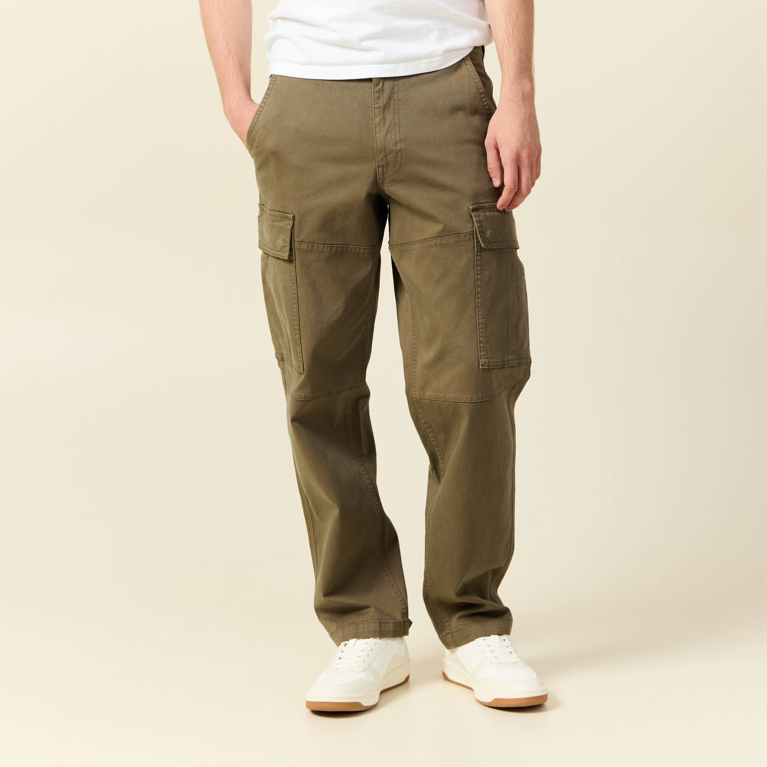 Cargo battle longueur 32 vert kaki homme