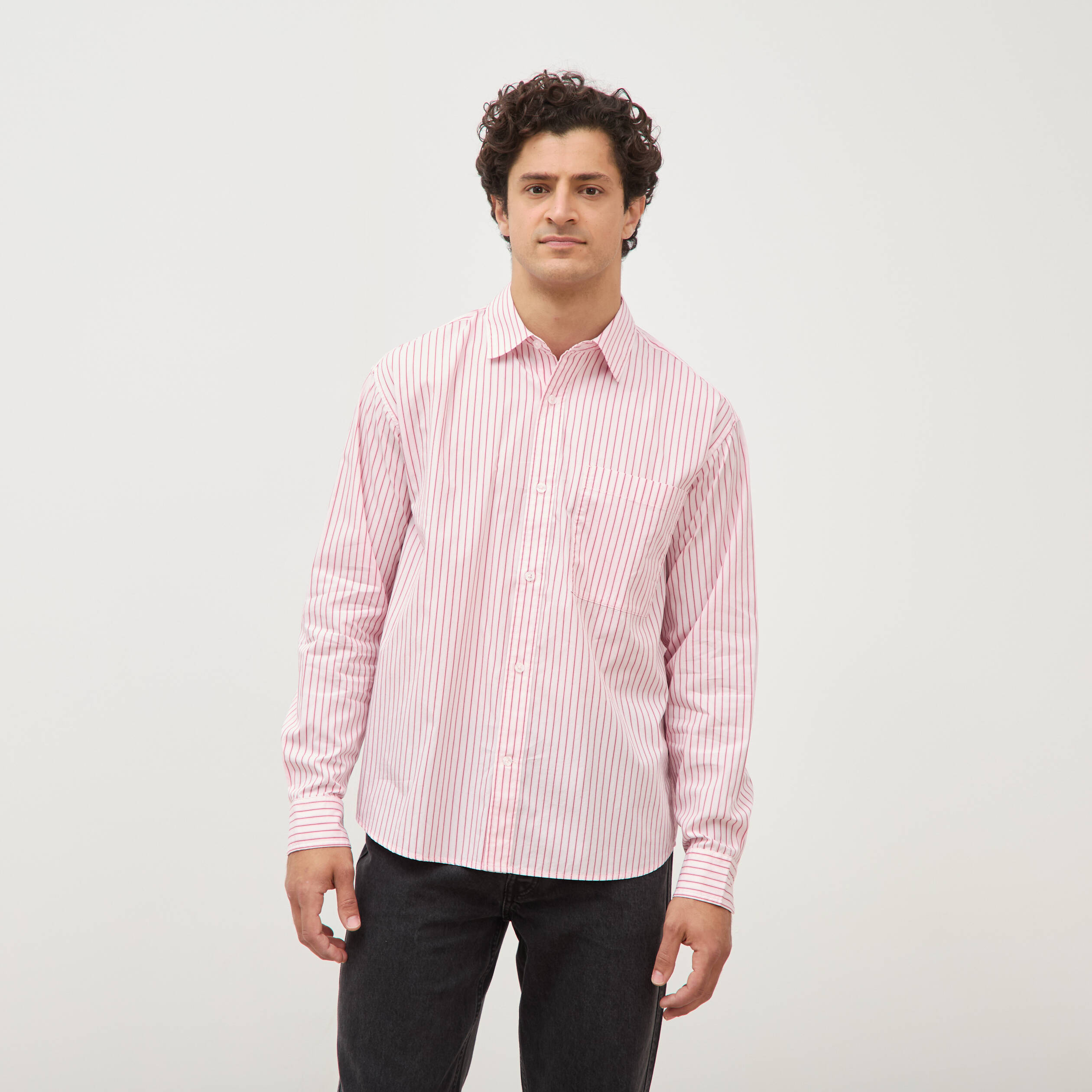 Chemise boyfriend en coton rose homme
