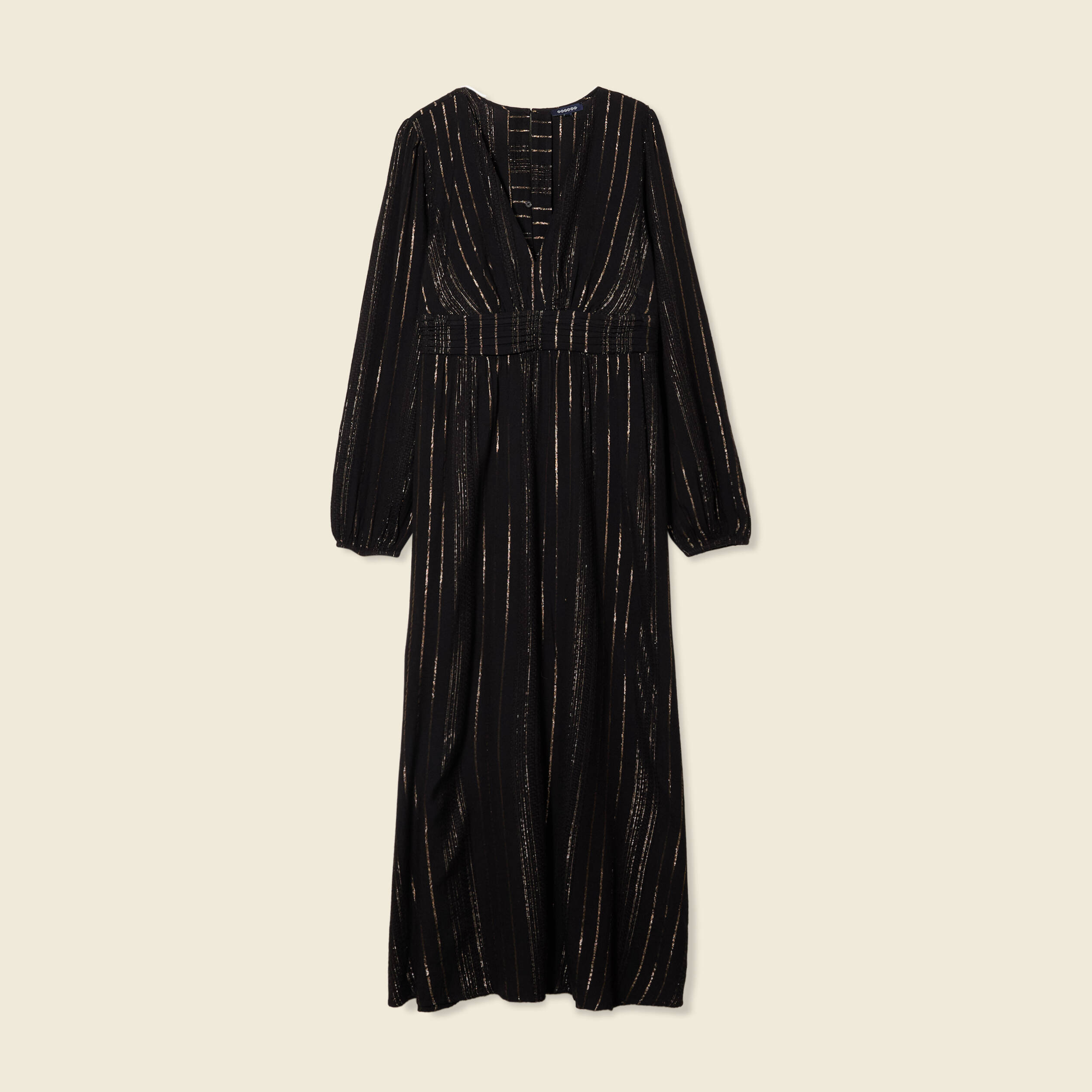 Robe longue &eacute;vas&eacute;e fluide noir femme