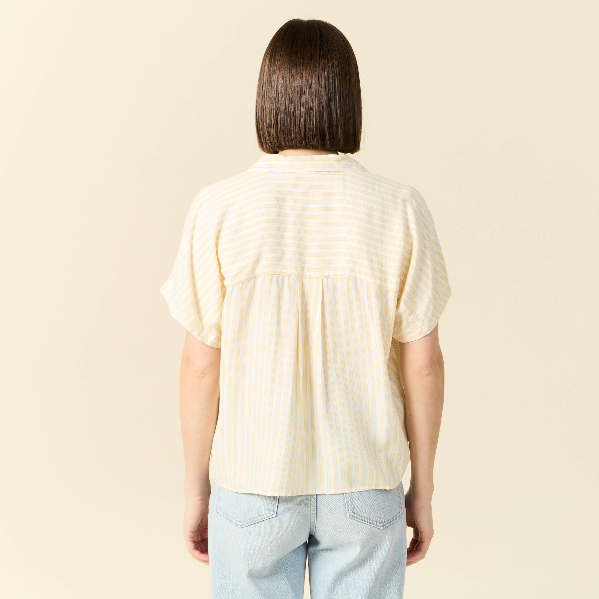 chemise manches 34 jaune femme Chemise manches 3/4 jaune femme
