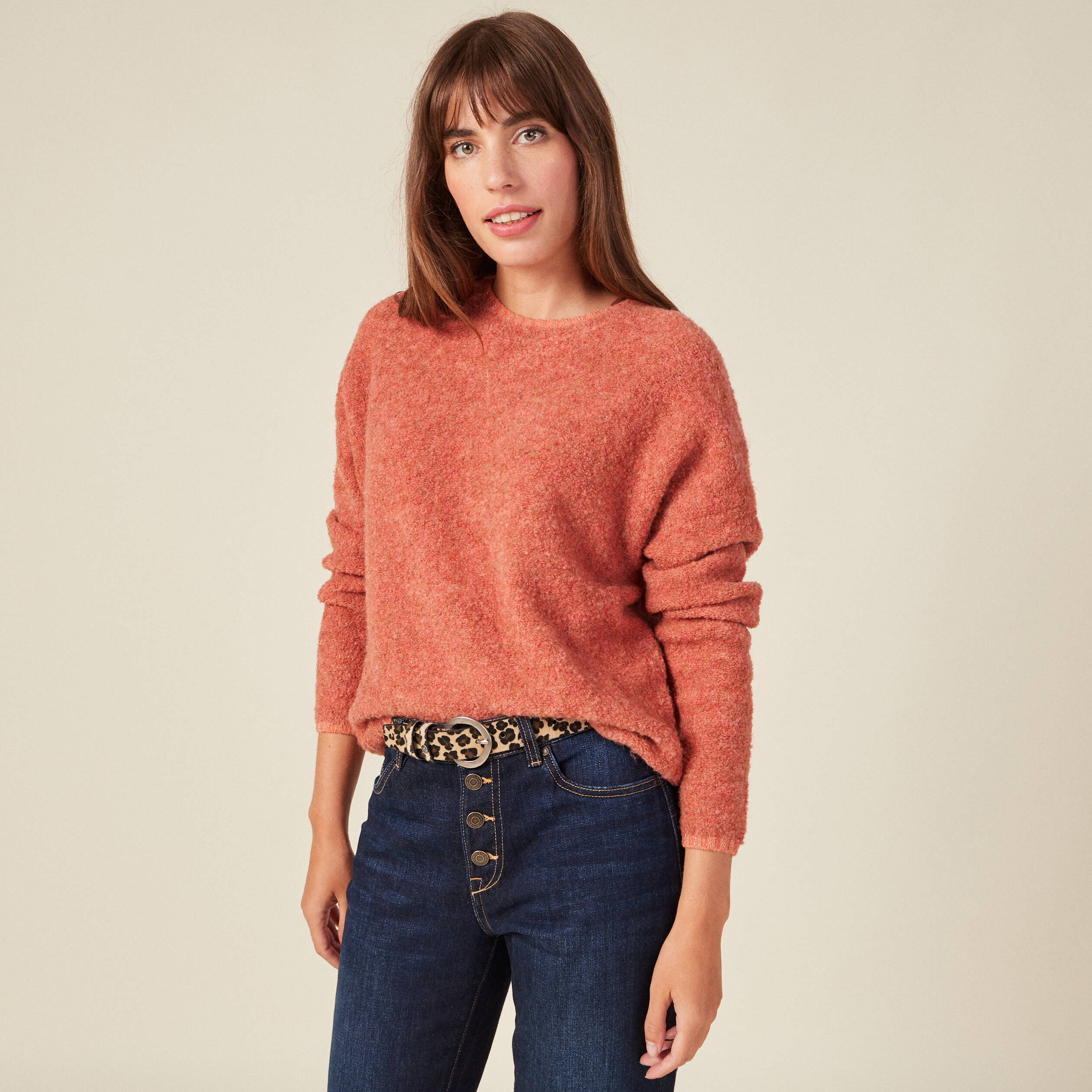 Pull éco-responsable orange foncé femme