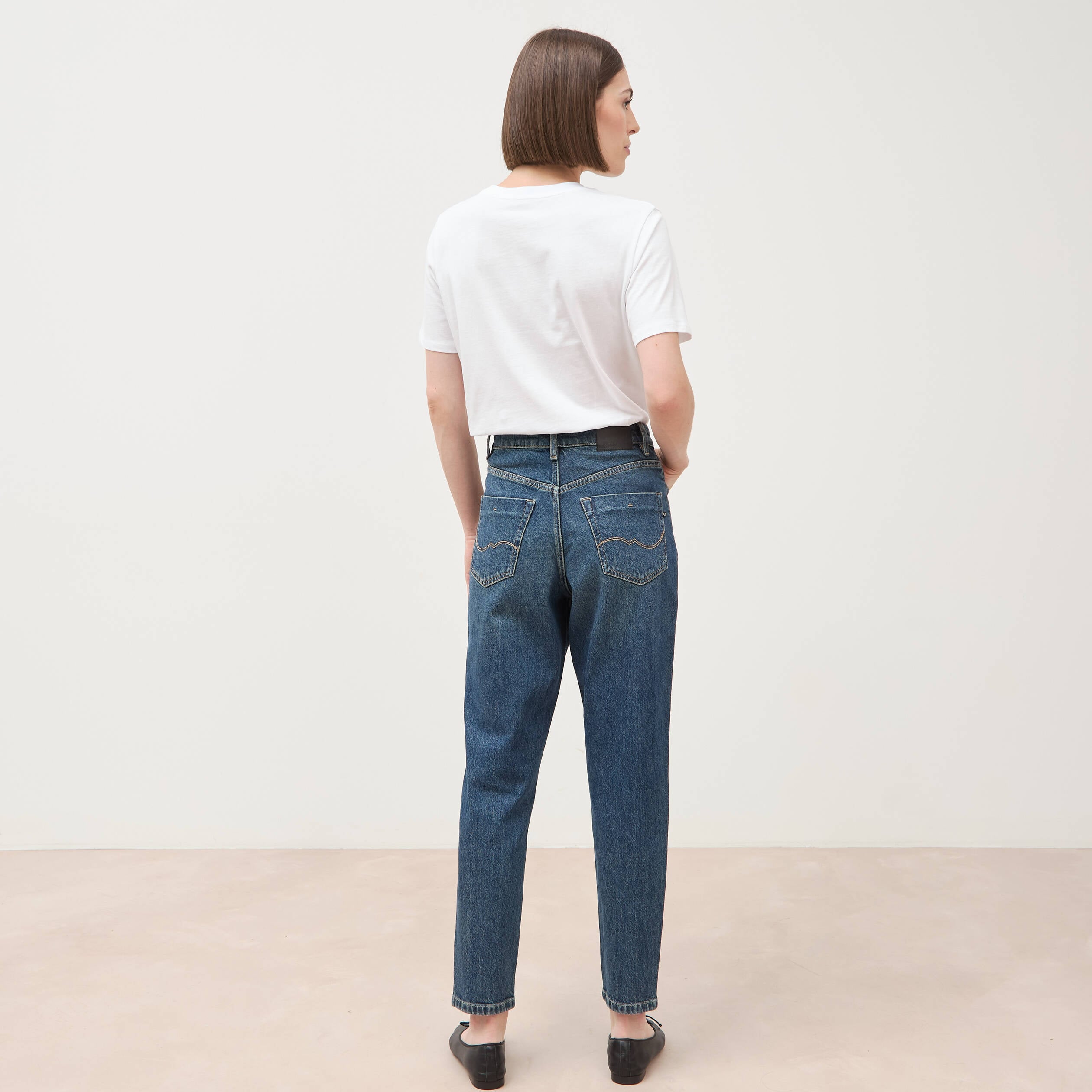 Jeans mom 7/8&egrave;me bleu femme