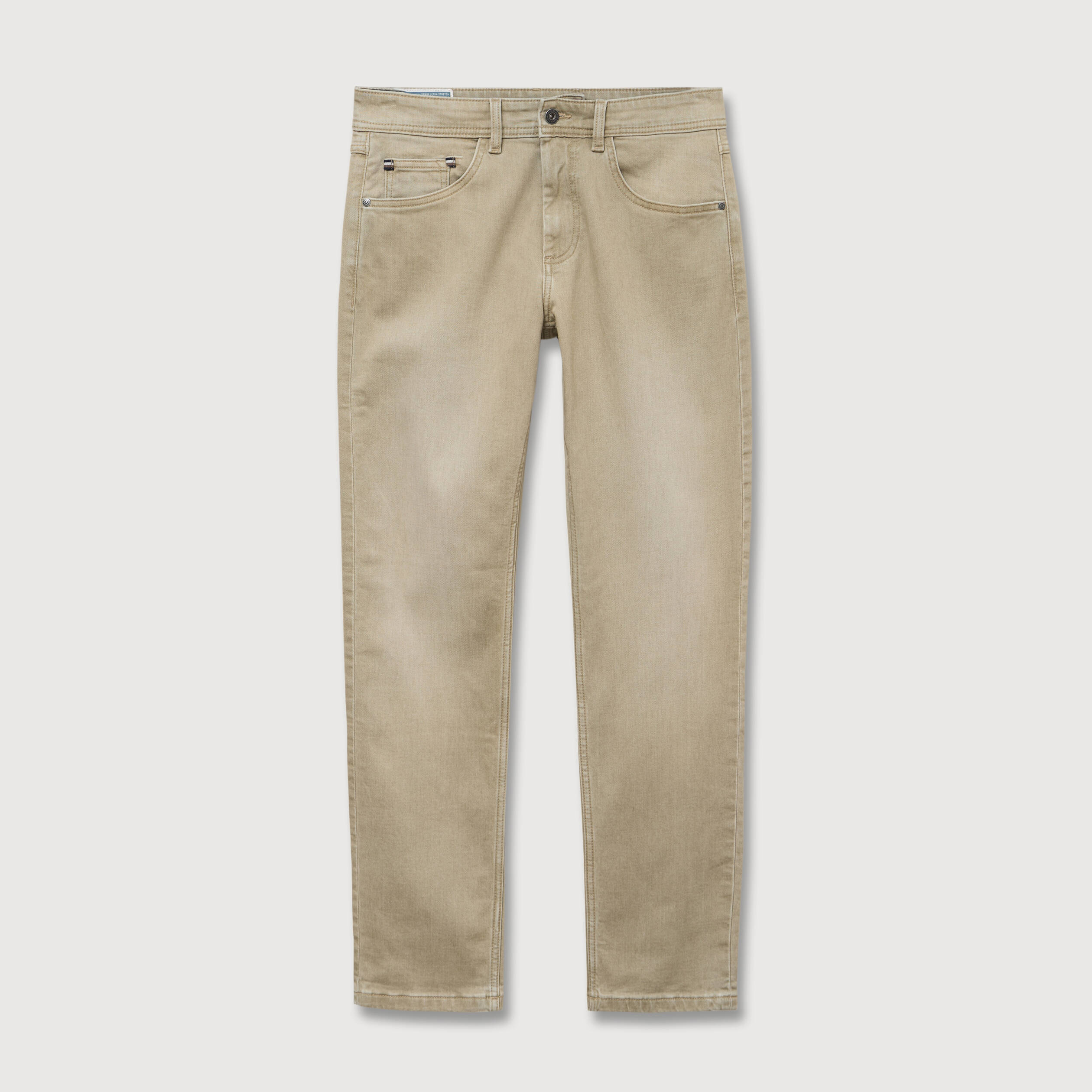 Jeans straight longueur 32 denim vert kaki homme