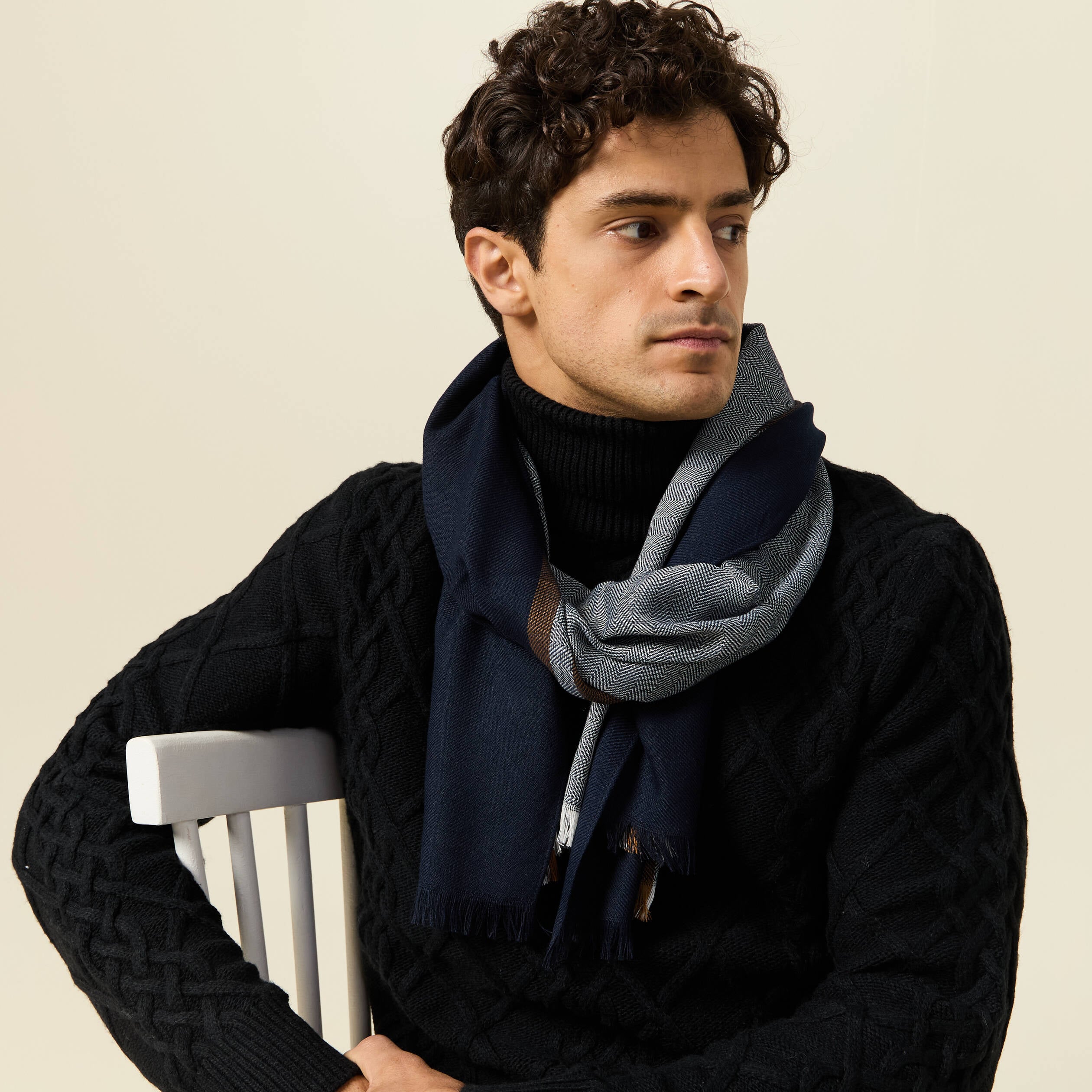 Foulard bleu marine homme