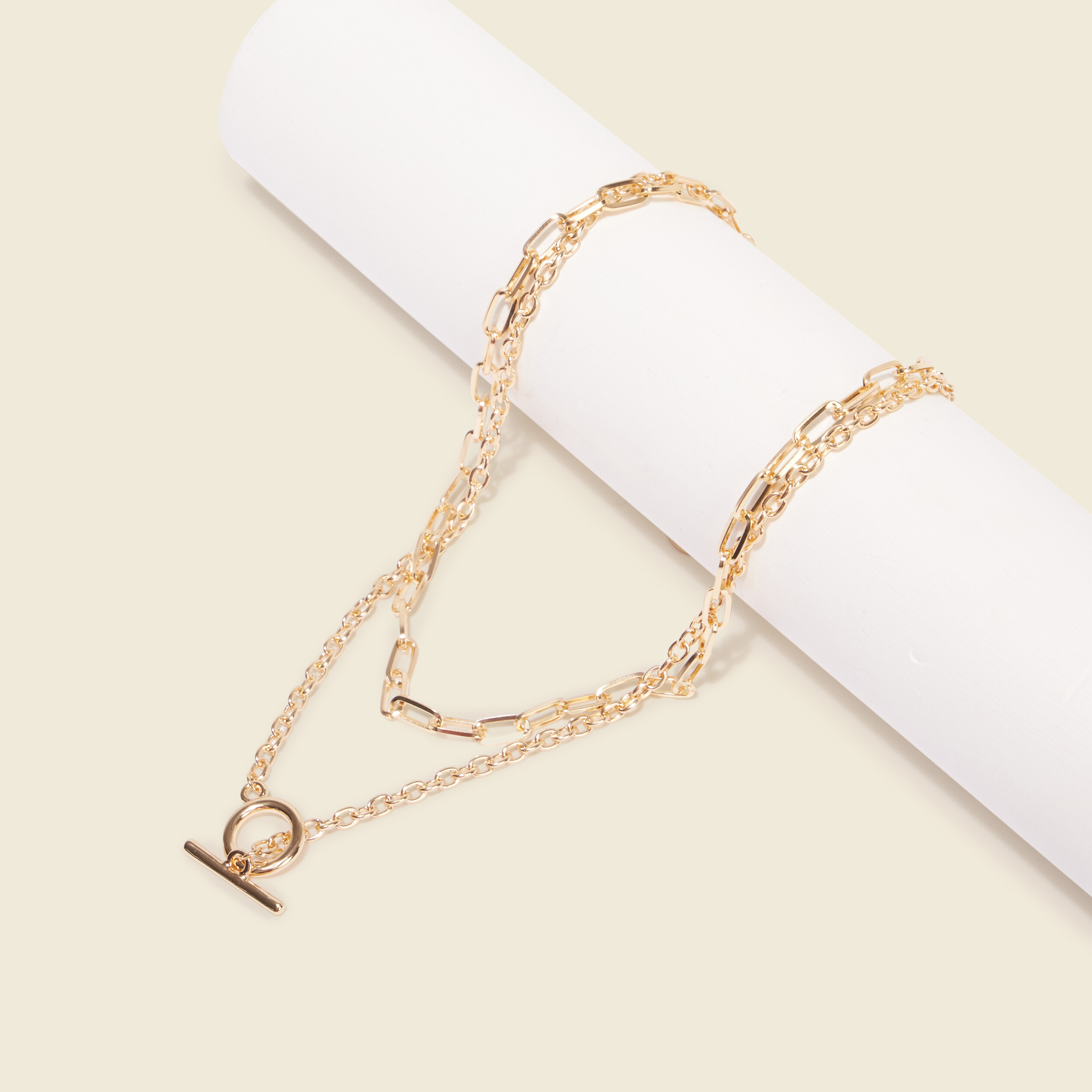 Collier chaînes 2 rangs couleur or femme