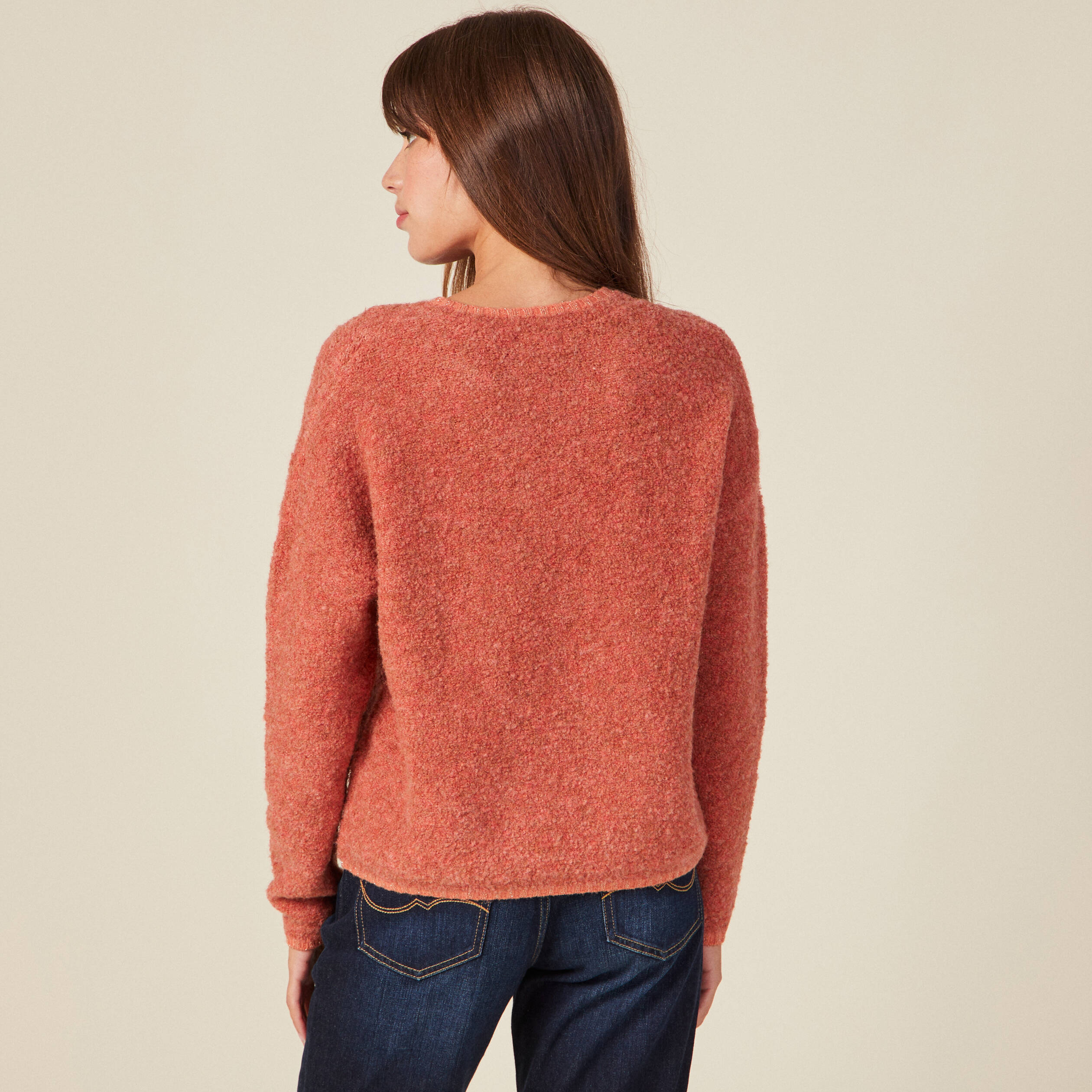 Pull éco-responsable orange foncé femme