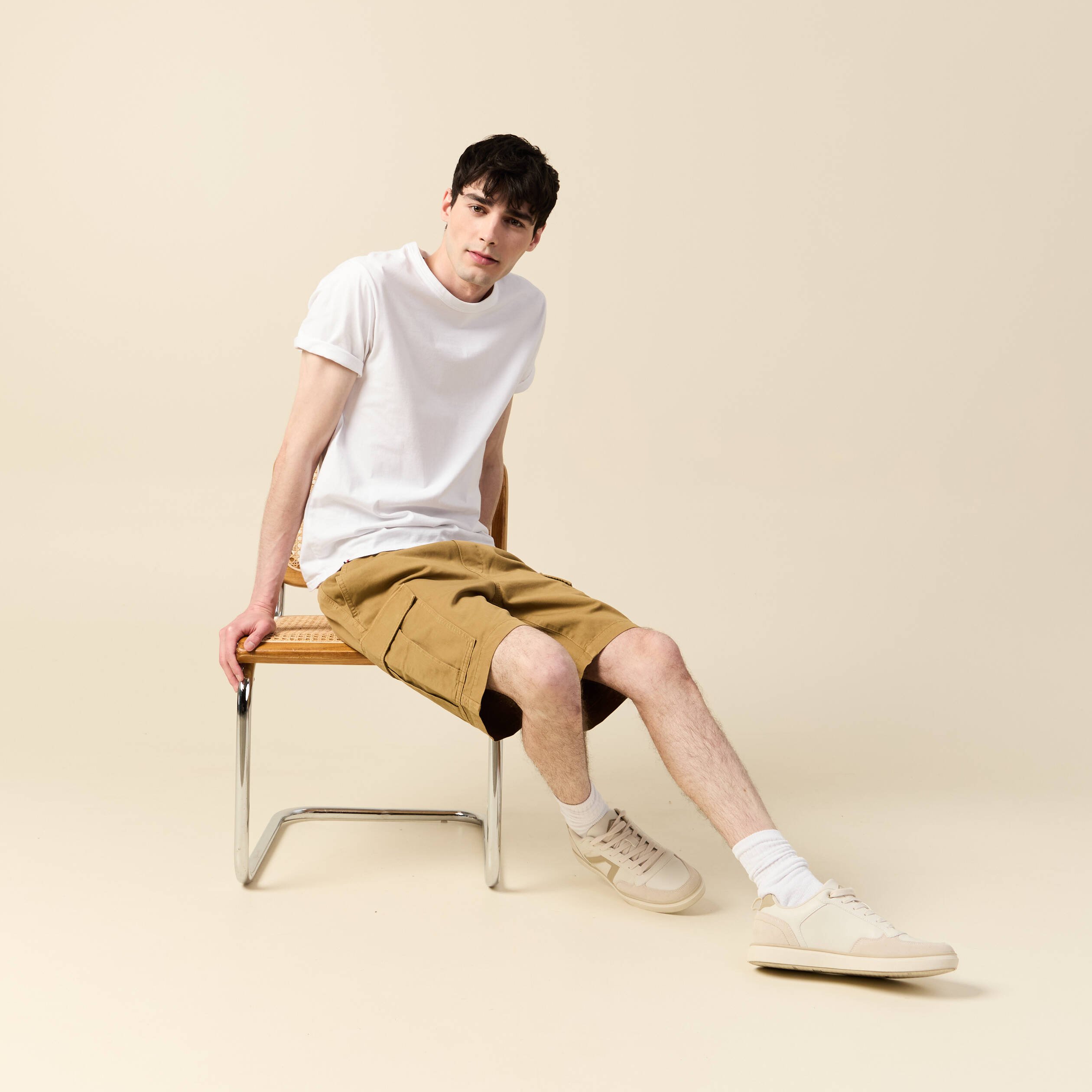 bermuda droit cargo camel homme Bermuda droit cargo camel homme