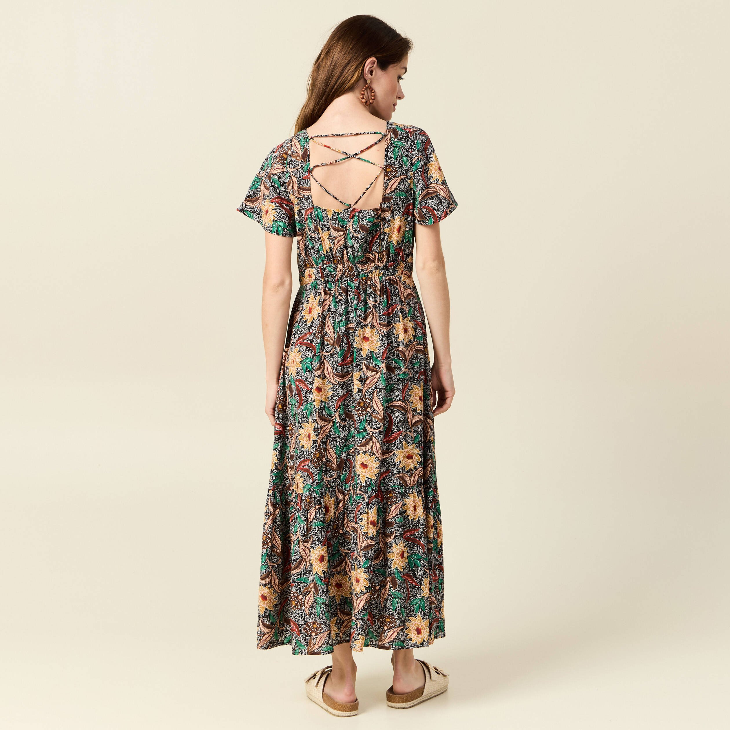 robe longue evasee dos ouvert noir femme Robe longue évasée dos ouvert noir femme