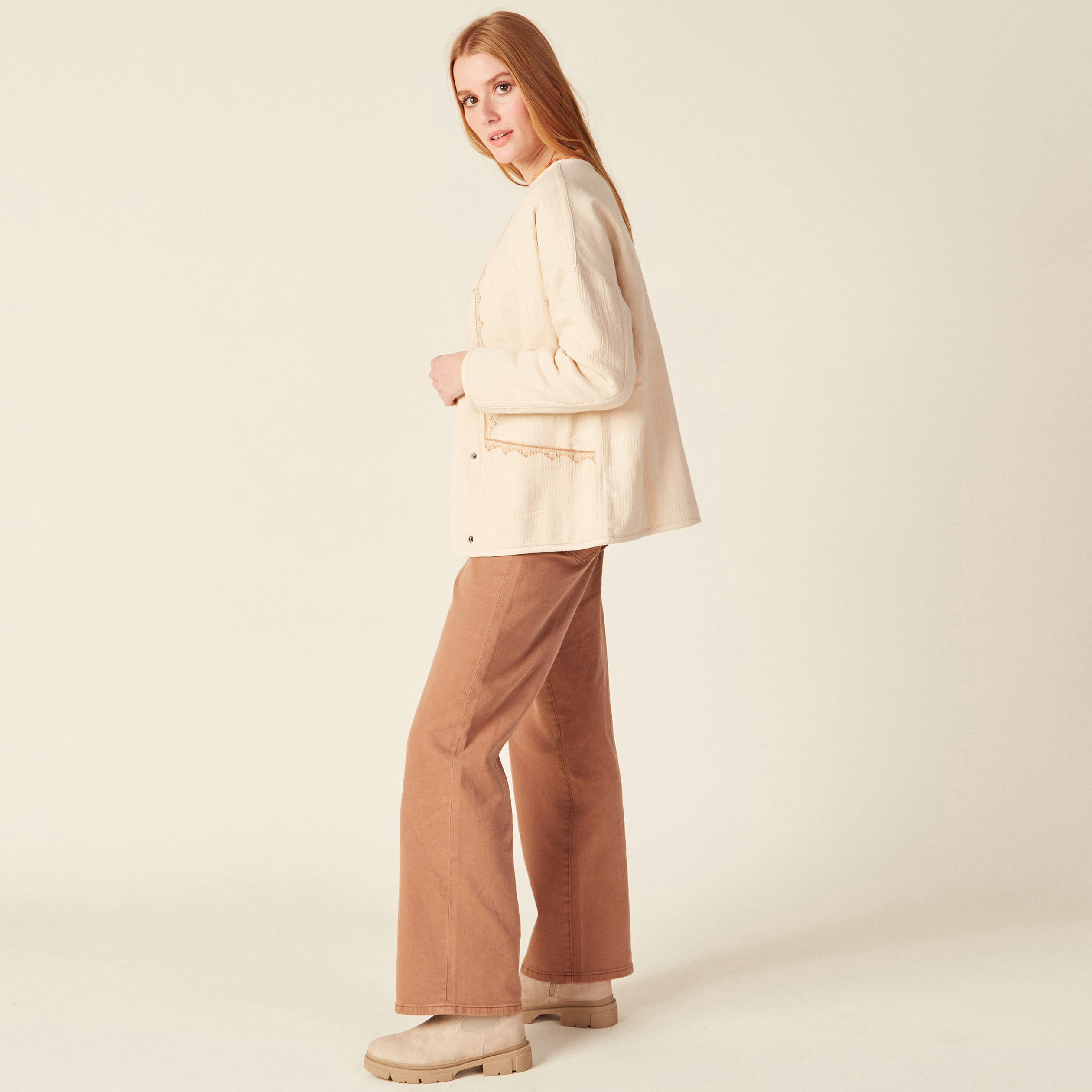 veste droite boutonnee creme femme Veste droite boutonnée creme femme