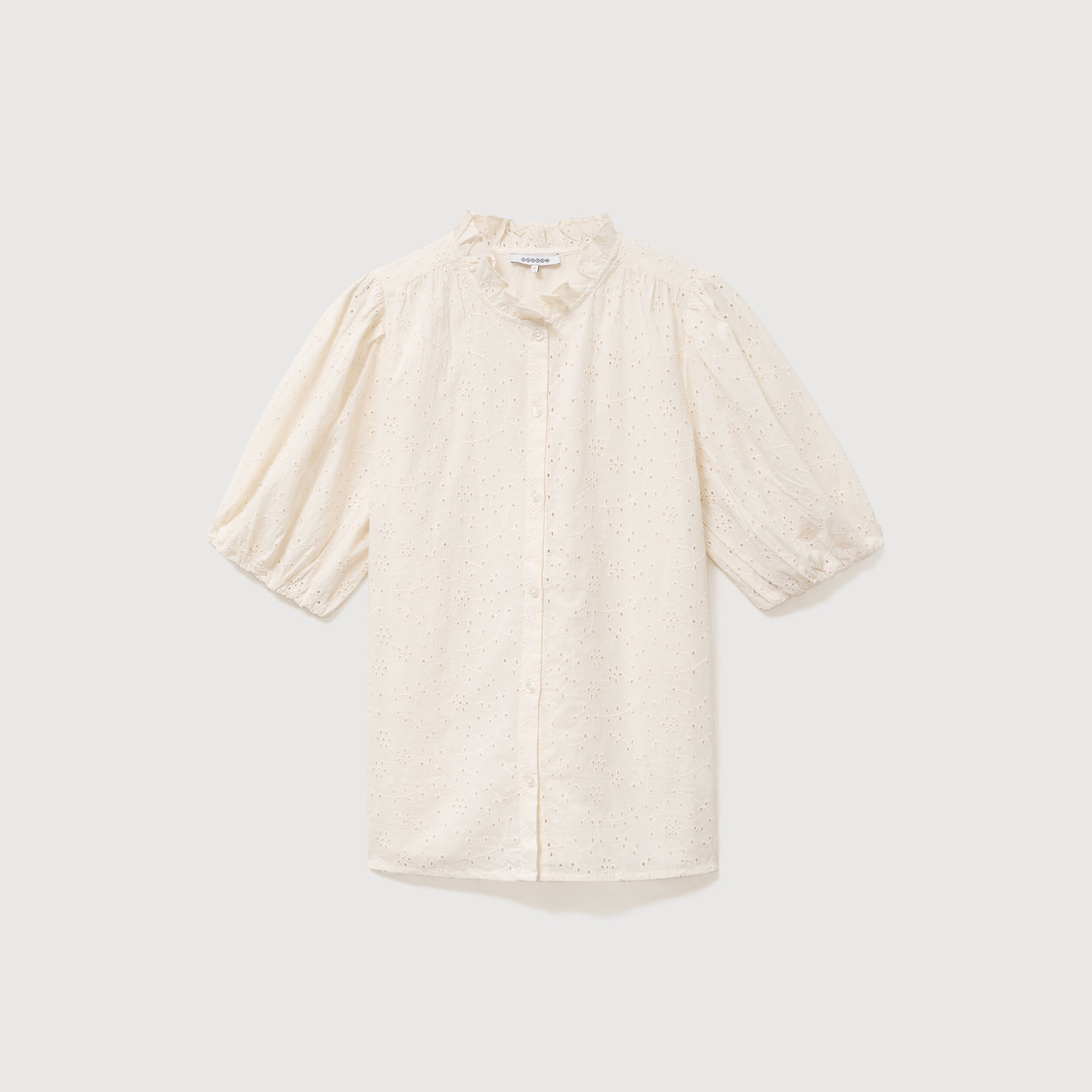 Chemise en coton manches coude creme femme