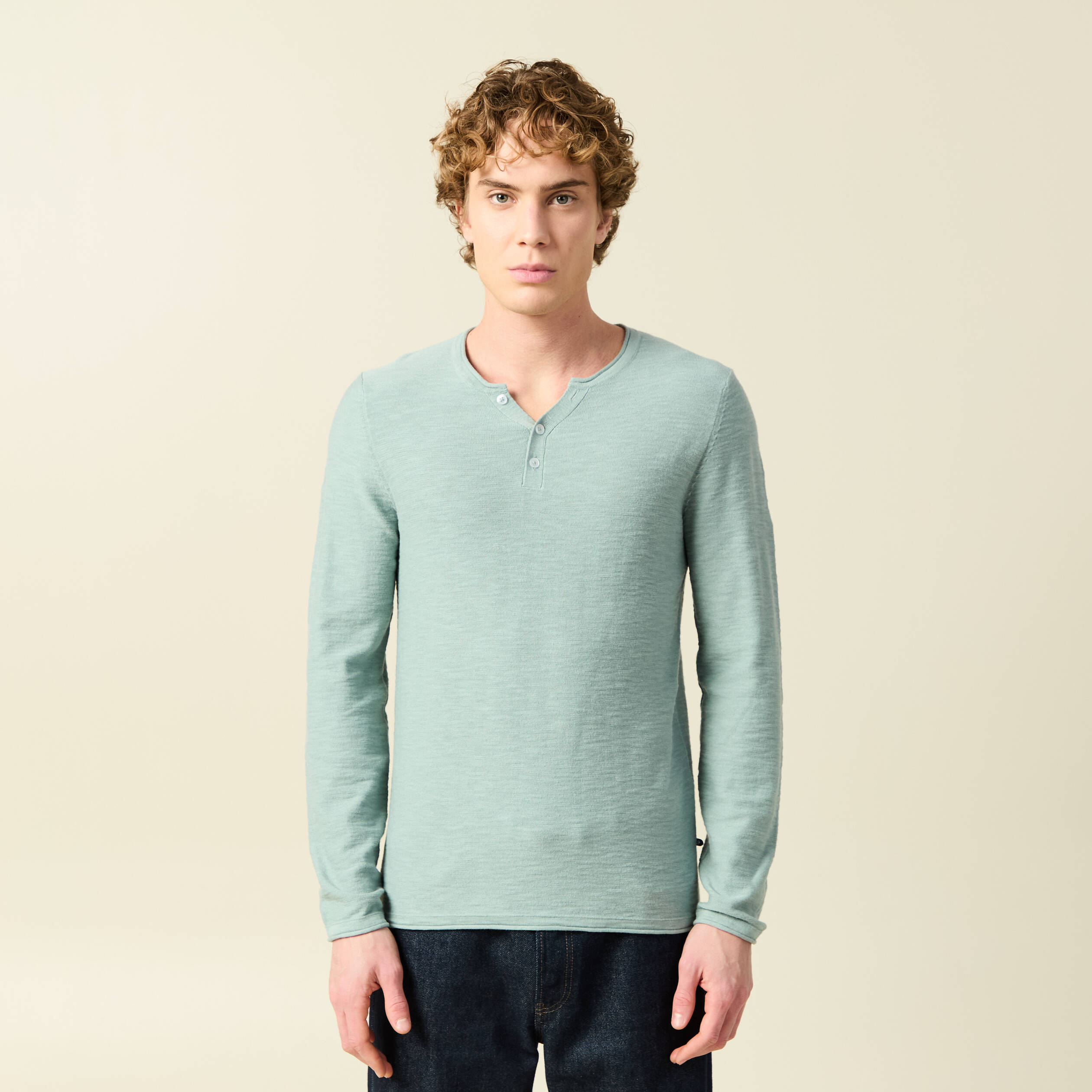 Pull manches longues vert clair homme