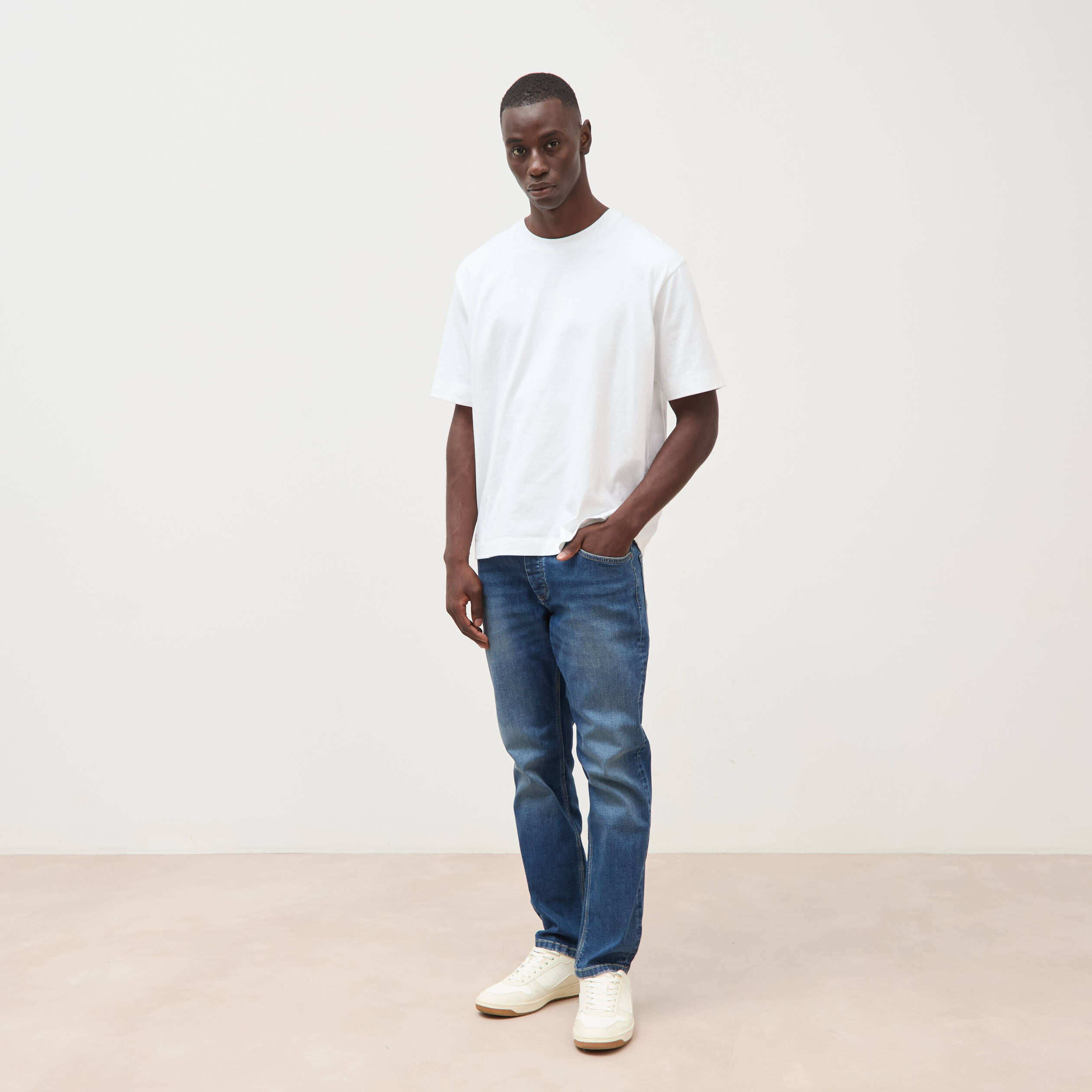 Jeans straight longueur 30 denim stone homme