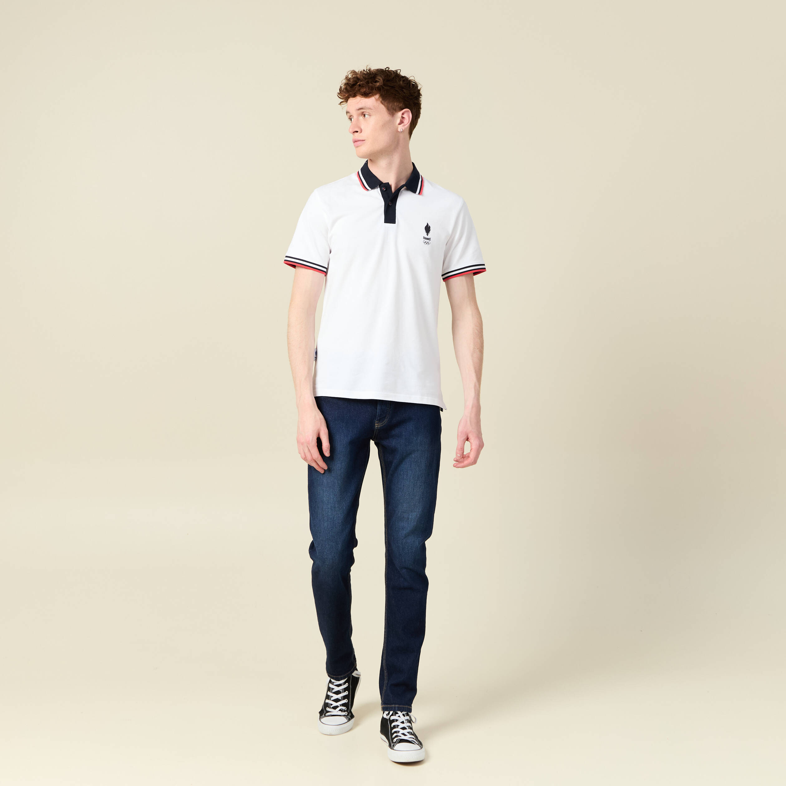 Polo manches courtes blanc homme