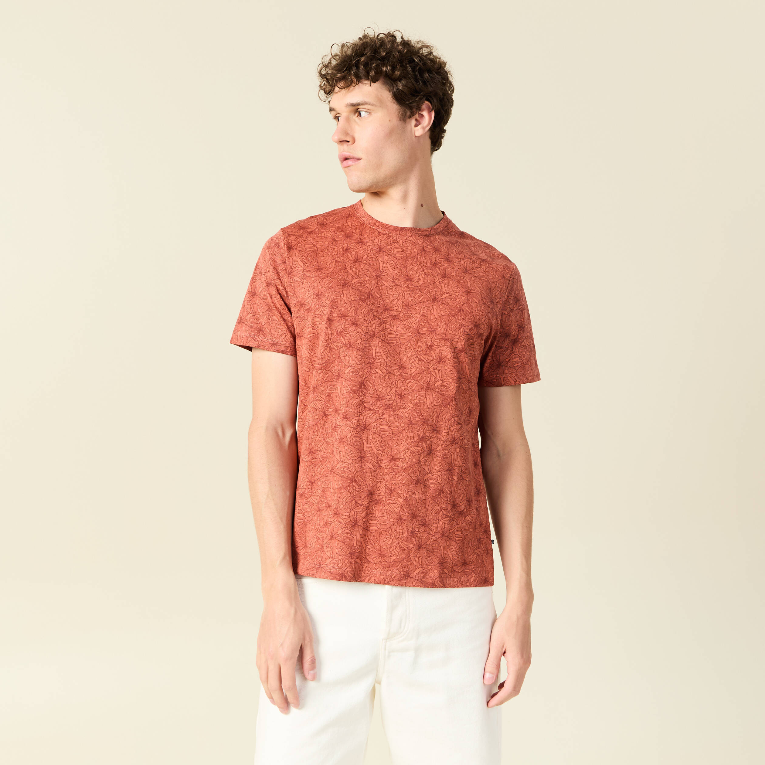 t shirt manches courtes marron cognac homme T-shirt manches courtes marron cognac homme