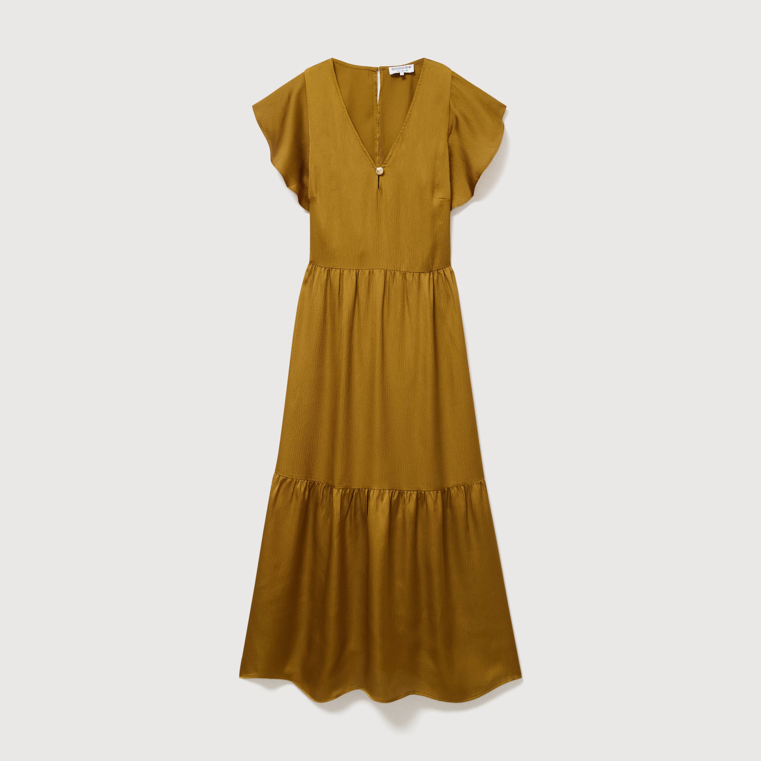 Robe fluide col v manches courtes vert olive femme