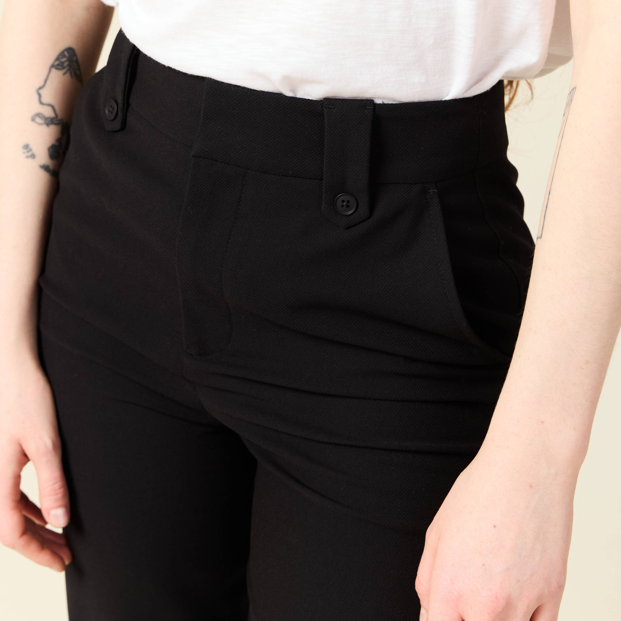 pantalon large taille haute noir femme Pantalon large taille haute noir femme