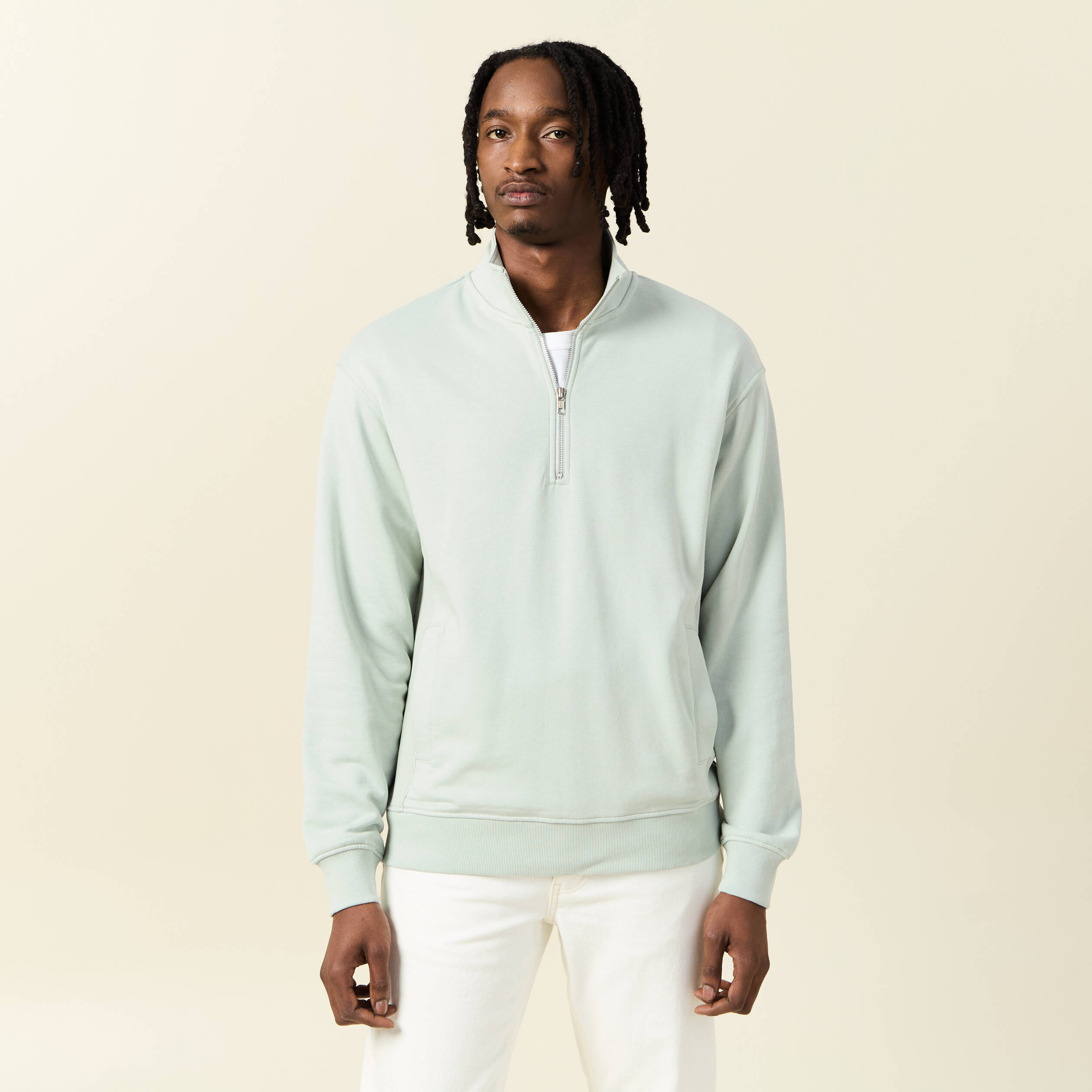 sweat col camionneur vert clair homme Sweat col camionneur vert clair homme