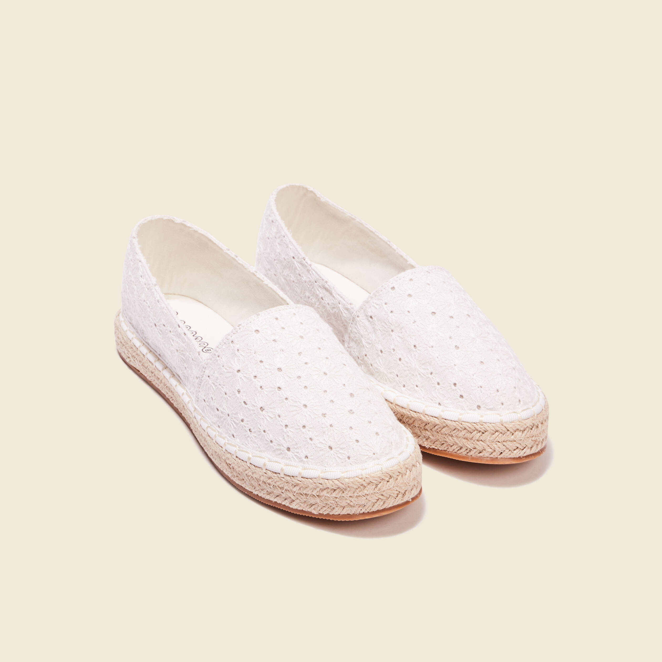 espadrilles plates brodees ecru femme Espadrilles plates brodées ecru femme