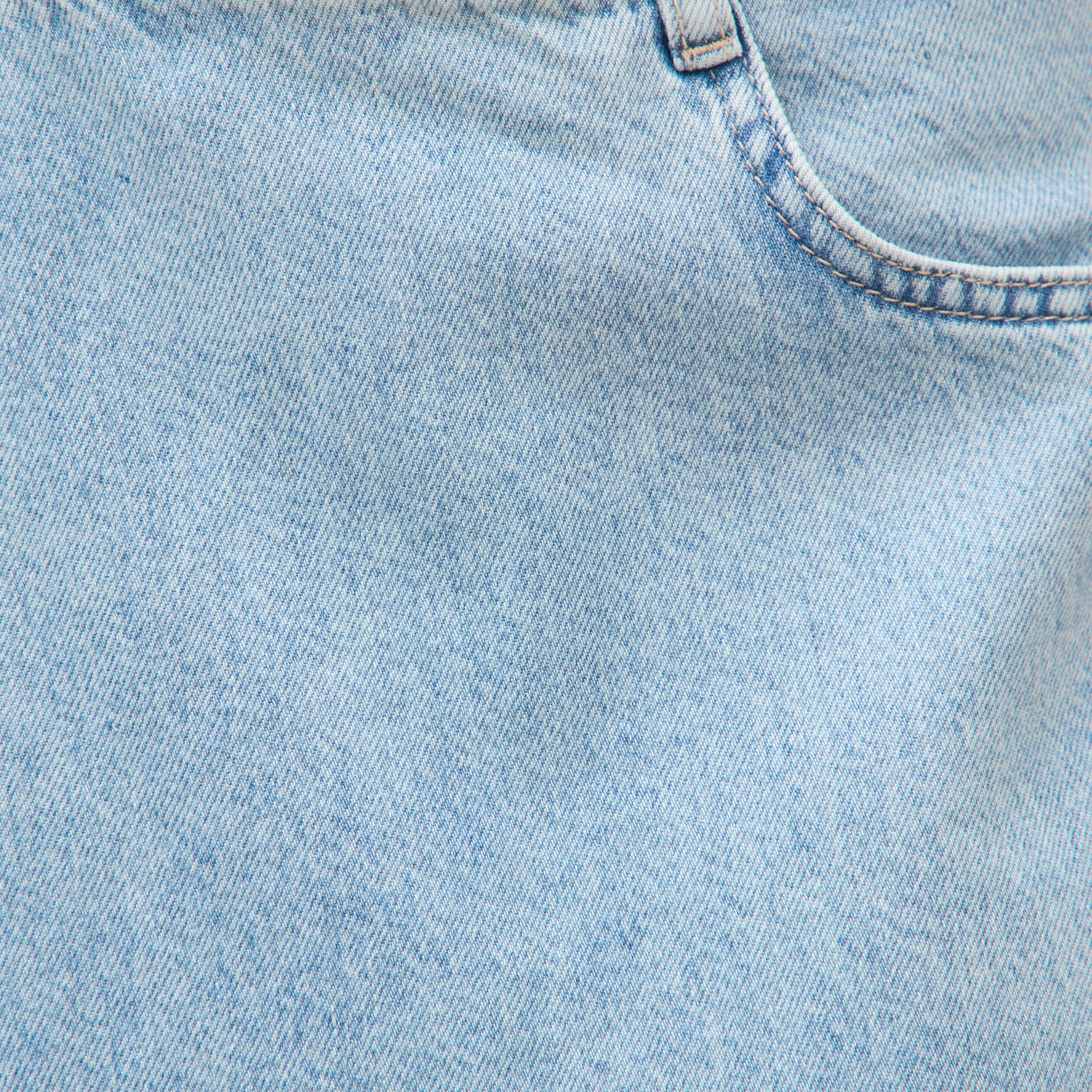 Jeans wide leg cropped taille bascul&eacute;e bleu ciel femme