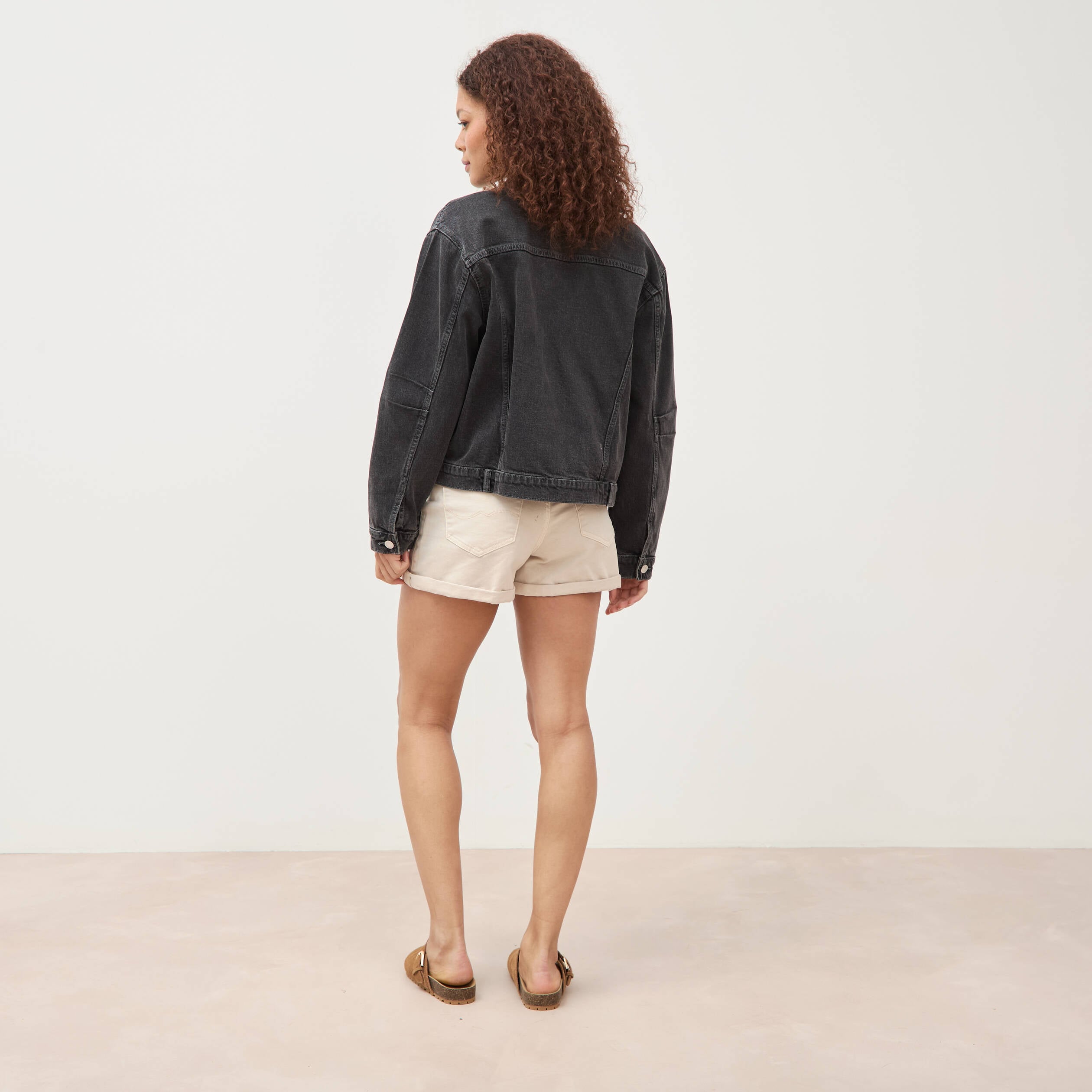 Veste oversize en jean denim gris femme
