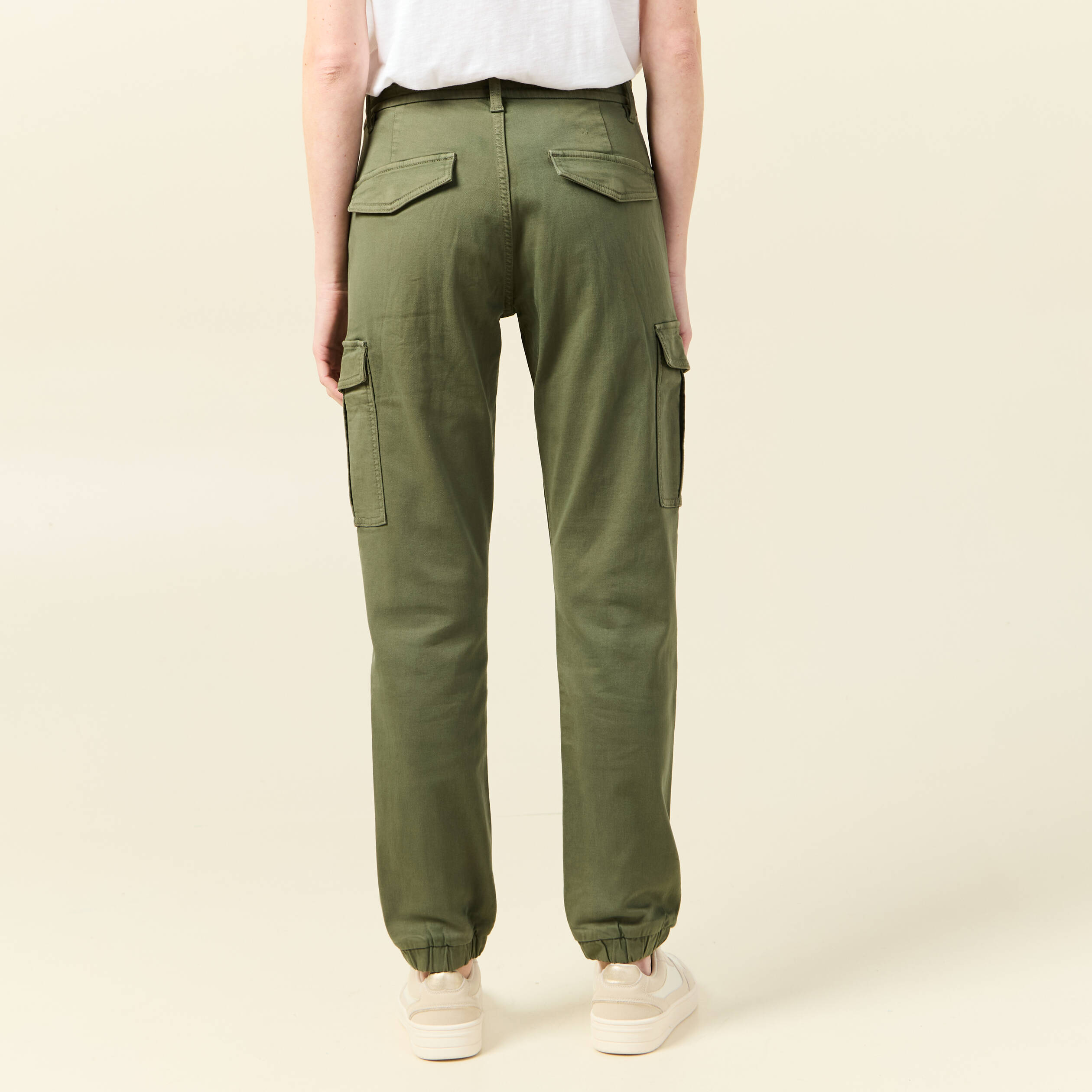 vibs pantalon cargo vert kaki femme
